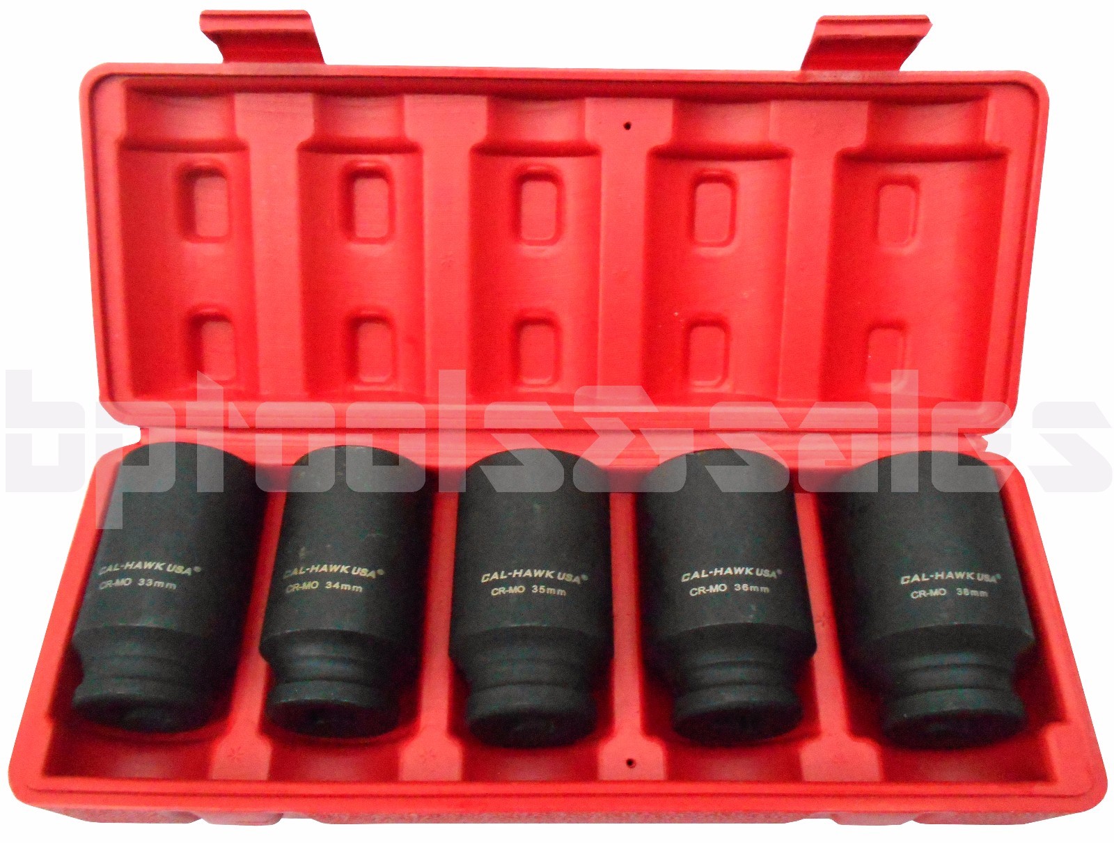 5PC 1/2″ DR. FRONT & BACK (METRIC) WHEEL SPINDLE AXLE NUT DEEP IMPACT SOCKET SET