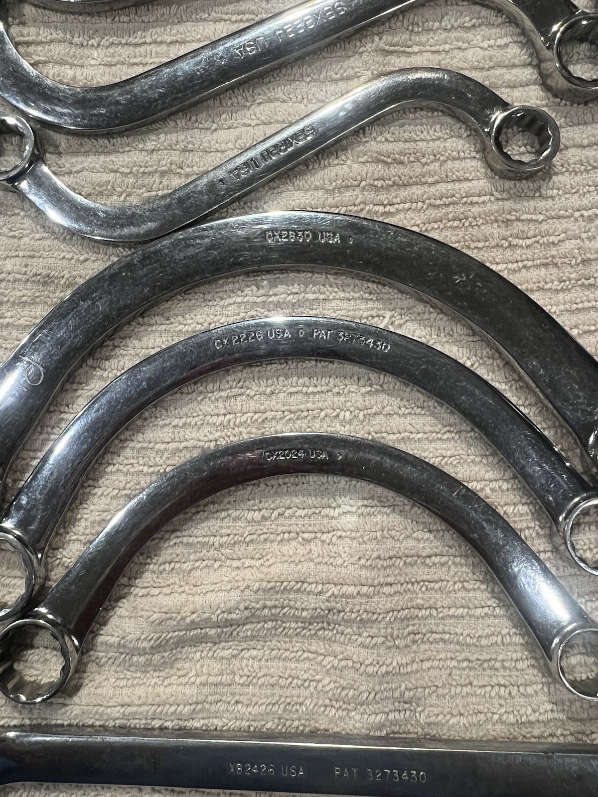 Snap On Wrenches ,please See Pictures For Sizes. They All Have The initials PM