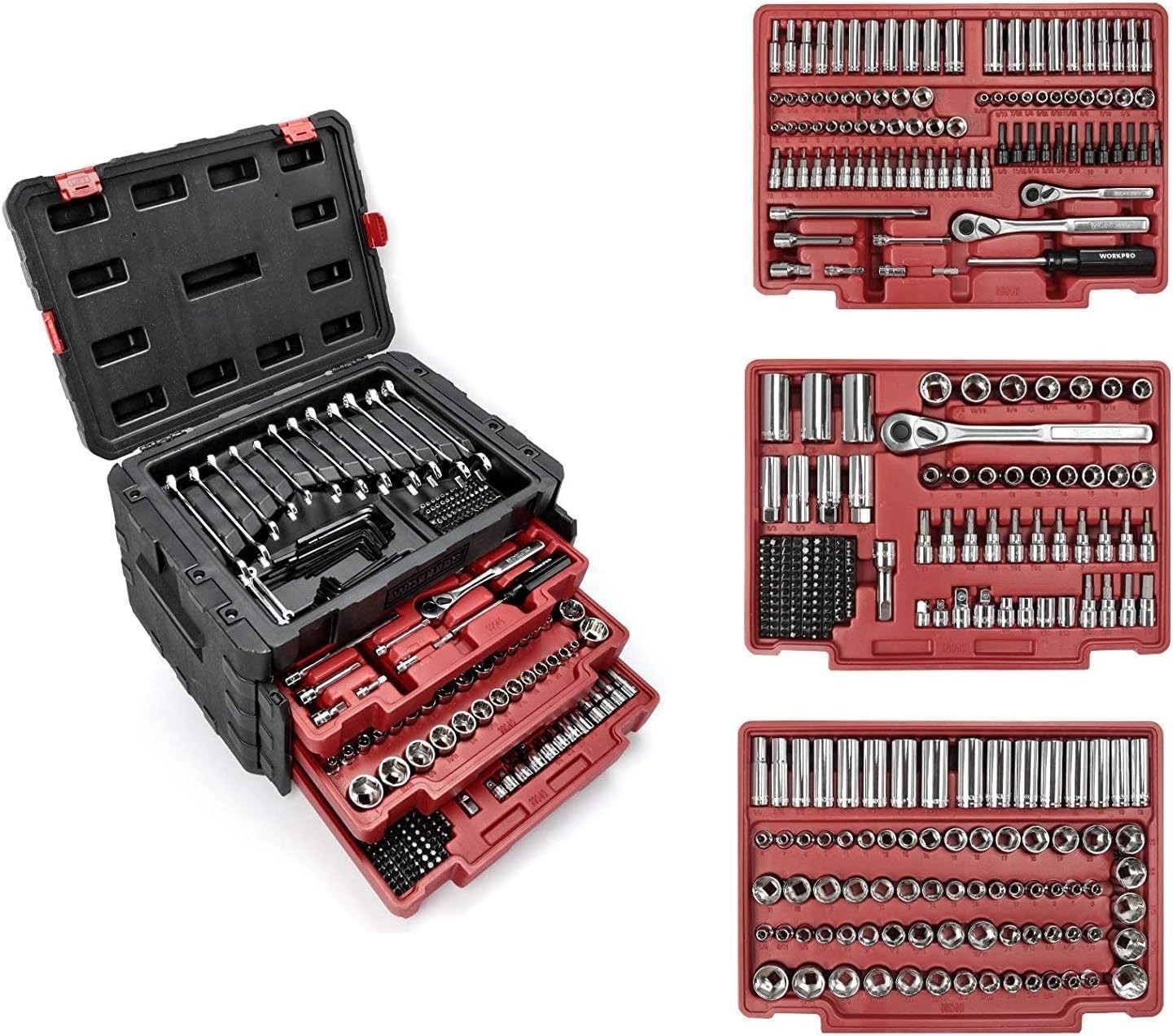 450-Piece Drive Socket Set 1/2″ 1/4″ 3/8″, CR-V Metric and Imperial with Quick-R