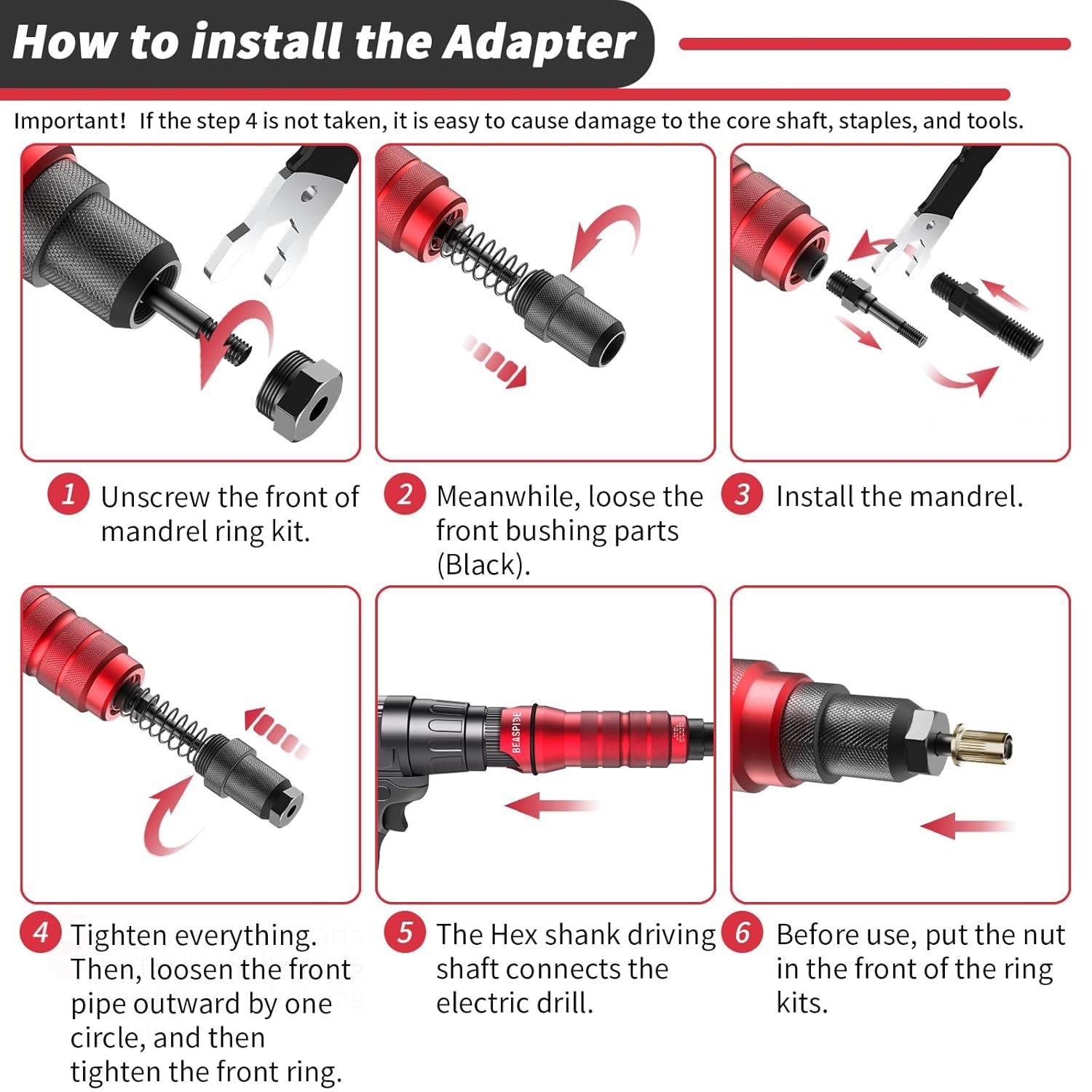 Beaspire Cordless Drill Electric Rivet Nut Adapter Gun