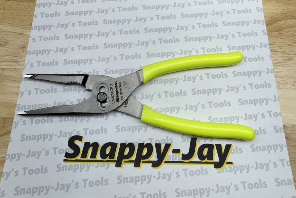 Snap-on Tools USA NEW HI-VIZ 9″ Soft Grip Long Nose Slip Joint Pliers LN47ACF