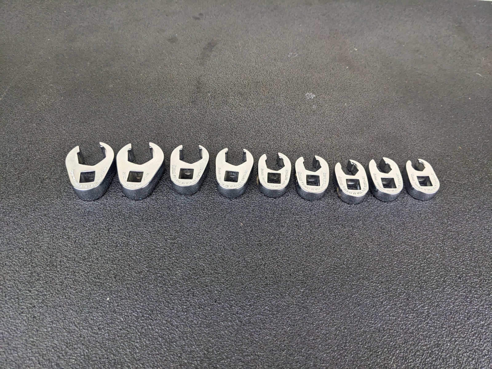 #bo435 Snap On 9Pc Metric 3/8 Drive Flare Nut Crowfoot Wrench Set 9MM 18mm