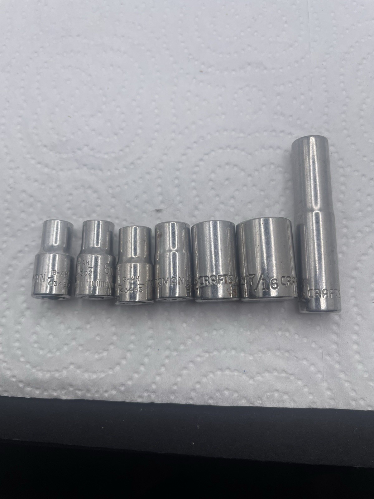 Craftsman S-AH Socket Lot 43492,43494,43496,43498,43502,43474,43493 All 6pt 1/4D