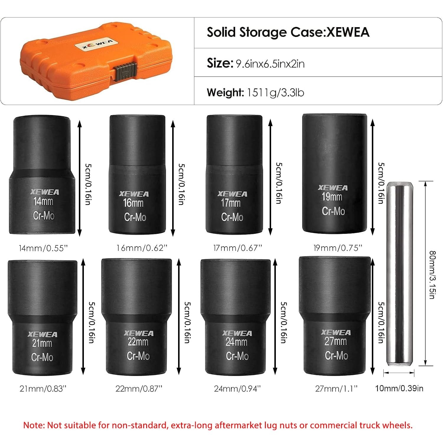 9PCS Lug Nut Extractor Set – 1/2″ Drive Impact Socket Tool for Damaged Bolts & N