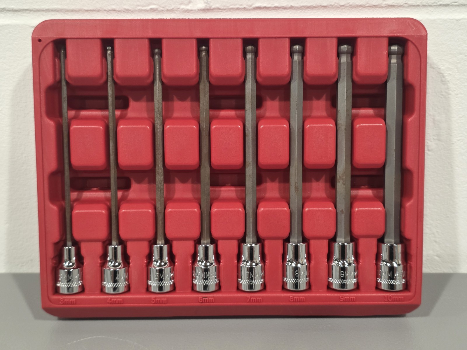 Mac Tools SXMALB8PT 8-PC. 3/8″ Drive Metric Long Speed Hex Driver Set Silver