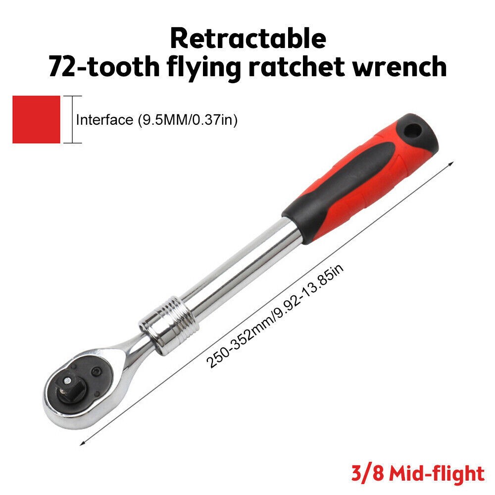 1/2″ 3/8» 1/4» Drive Ratchet Socket Wrench, 72 Tooth Quick-Release, Extendable