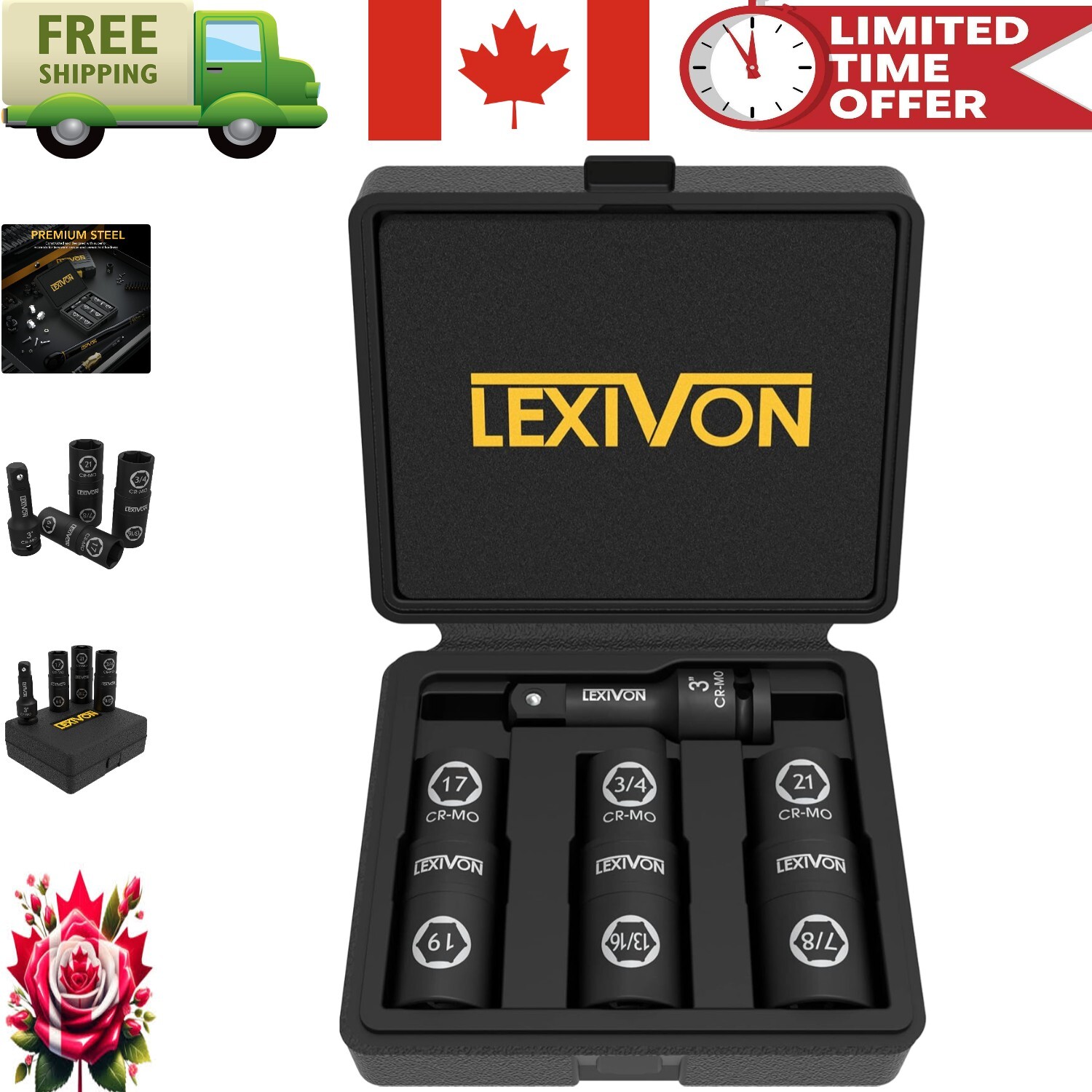 Durable Chrome Molybdenum Impact Socket Set – 6 Sizes for Easy Identification