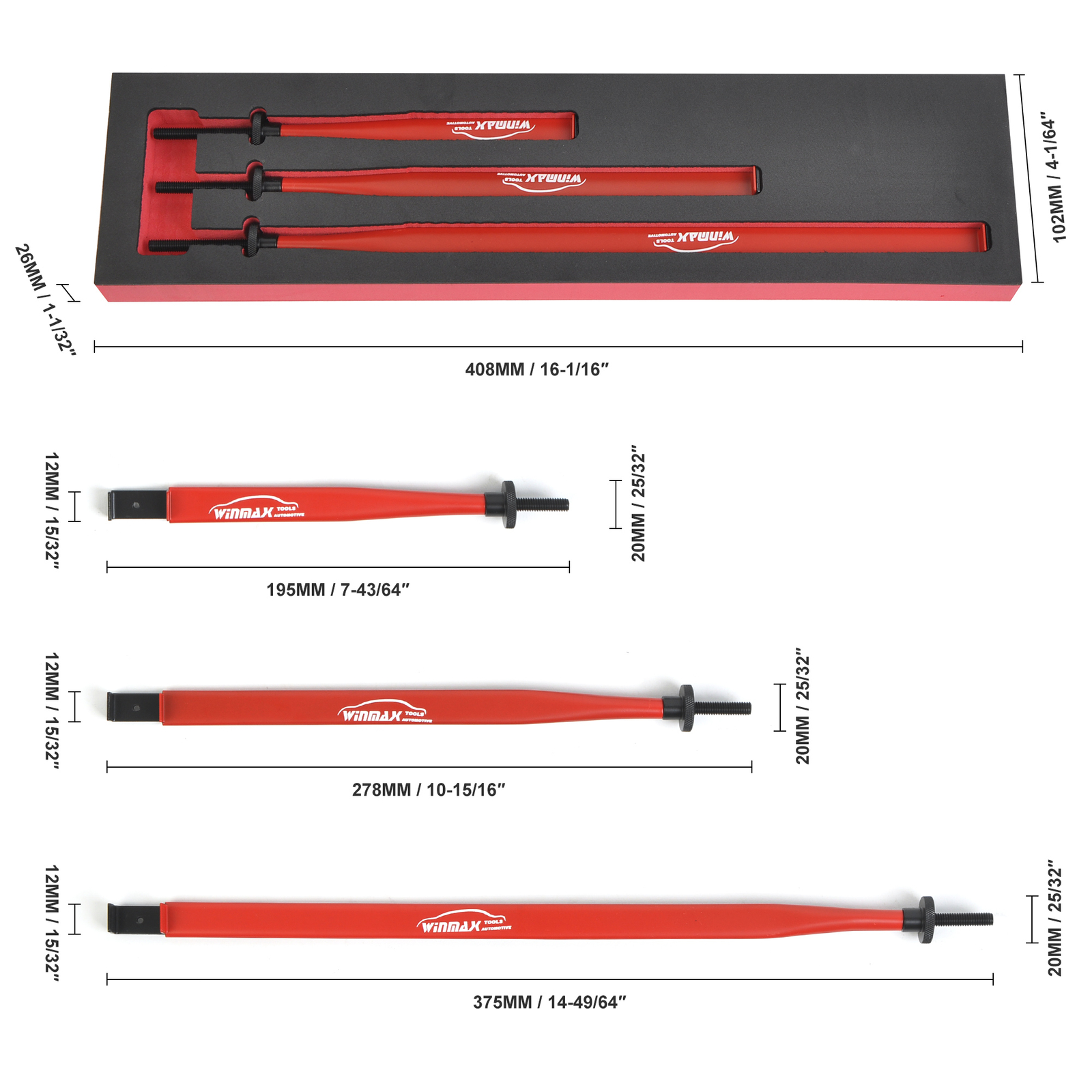 Extension Clamp Tool Set V2 3 Pack (Small 195mm, Medium 278mm & Large 375mm)