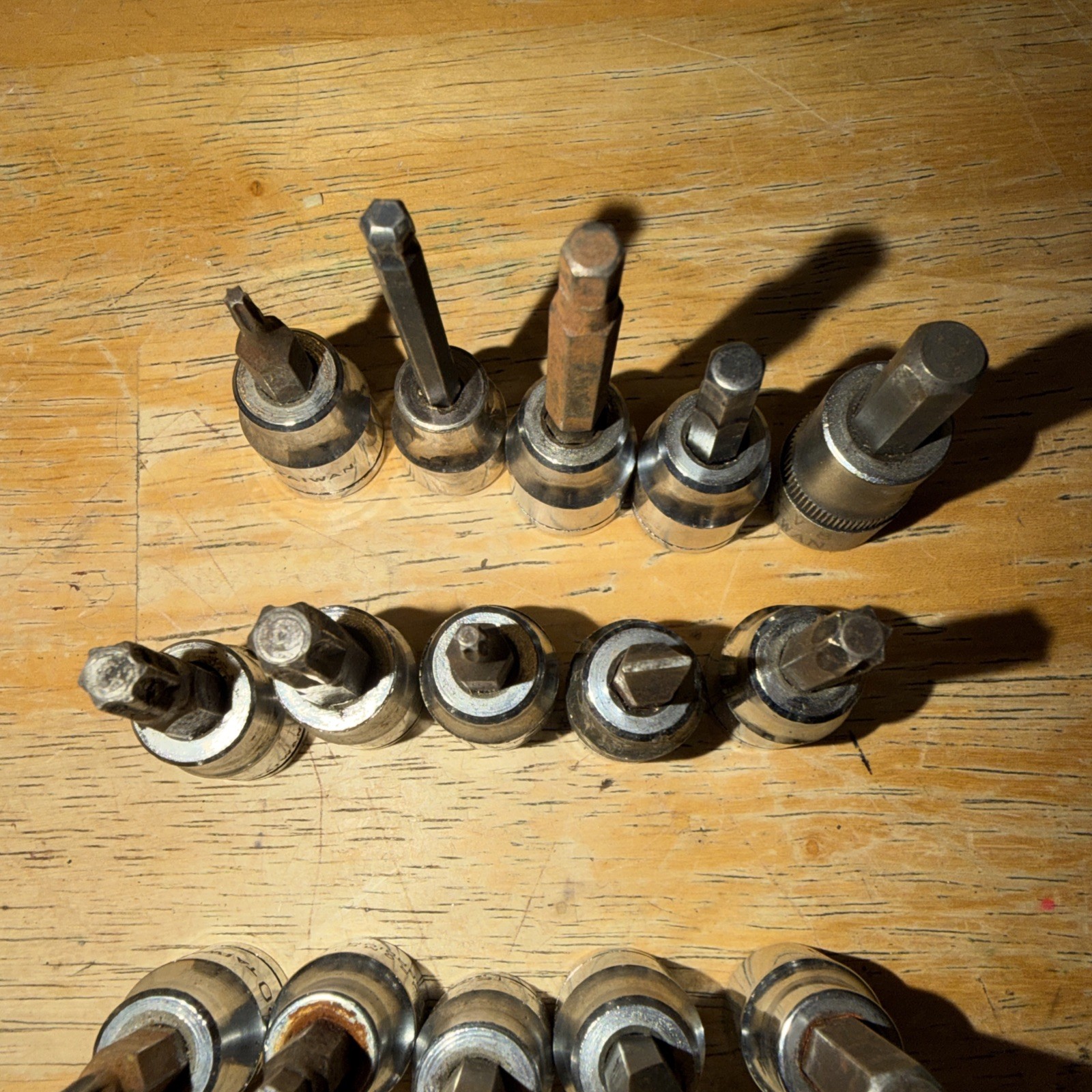 Lot Of 25+ Socket Bits: 1/4” & 3/8 Drive. Torx, Hex, Flat Head, Phillips, Square