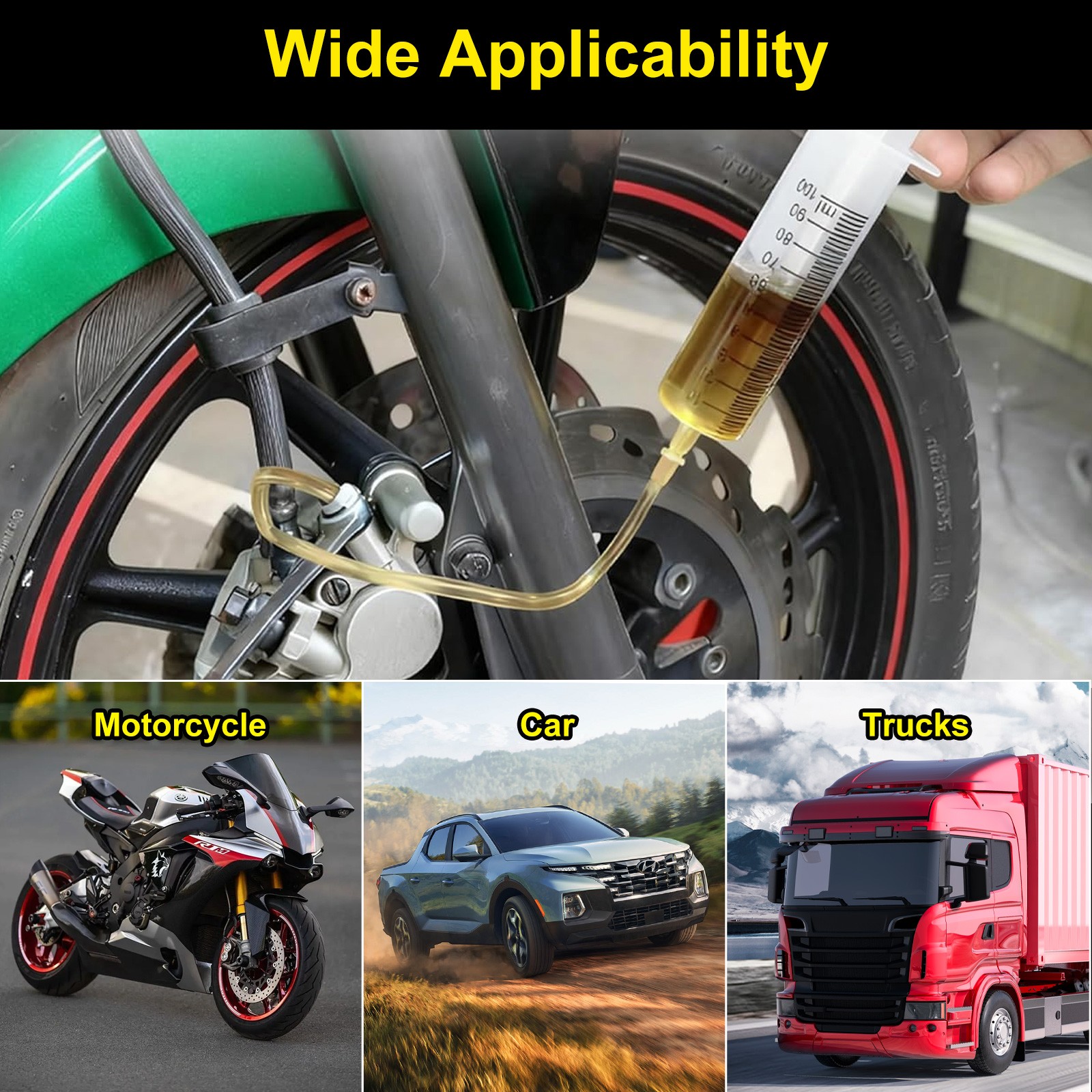 Motorcycle Brake Bleeder Kit Hydraulic Clutch Hose One Way Valve Tube Bleeding
