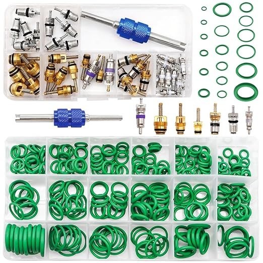 Car AC Repair Kit 270 Piece O Ring Set 40 Valve Cores Tool R12 R134a Tire