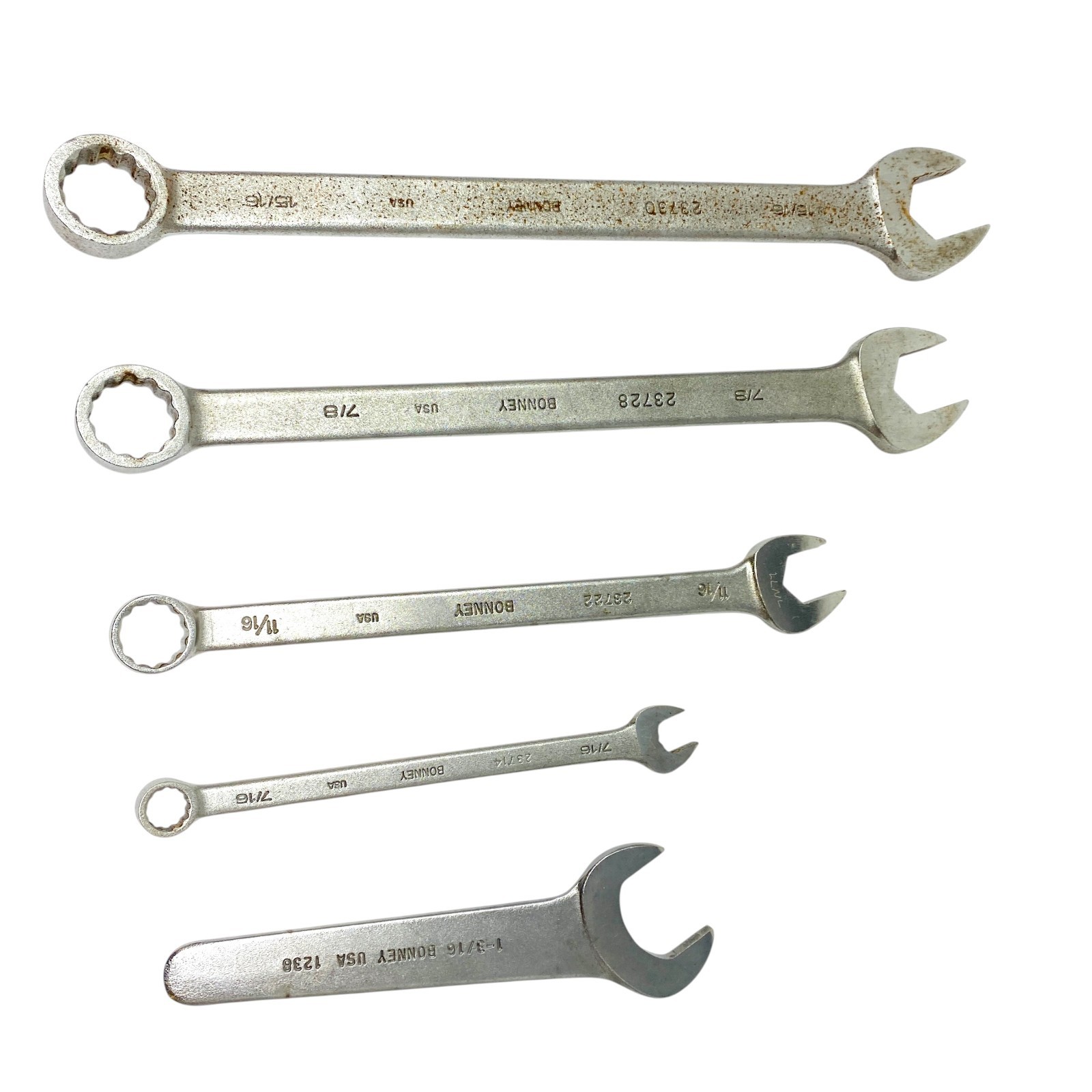 Bonney USA Lot Mixed Combination & Open End Wrench Hand Tool Set, 5 Pcs