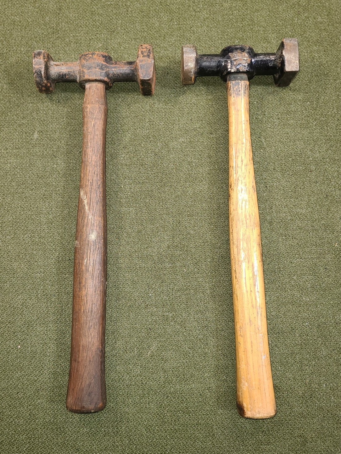 Vintage (1) ABC Auto Body Sheet Metal Round Square Hammer Tool + (1) Unmarked