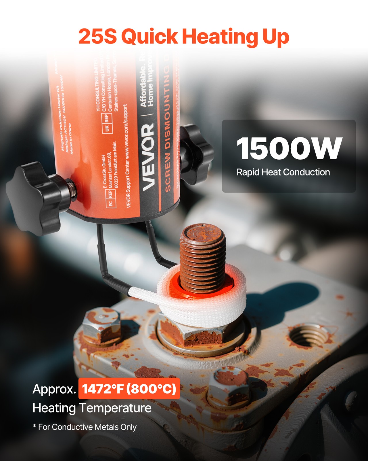 VEVOR Induction Heater Bolt Removal Magnetic Kit Rusty Screw Removing 1500W 110V