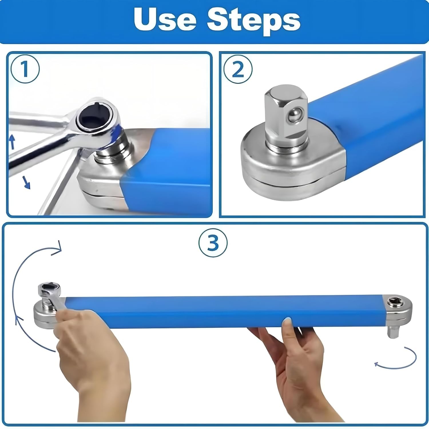 3/8″ Impact Resistant Offset Extension Spanner Wrench Tight Reach with 5 Adapter