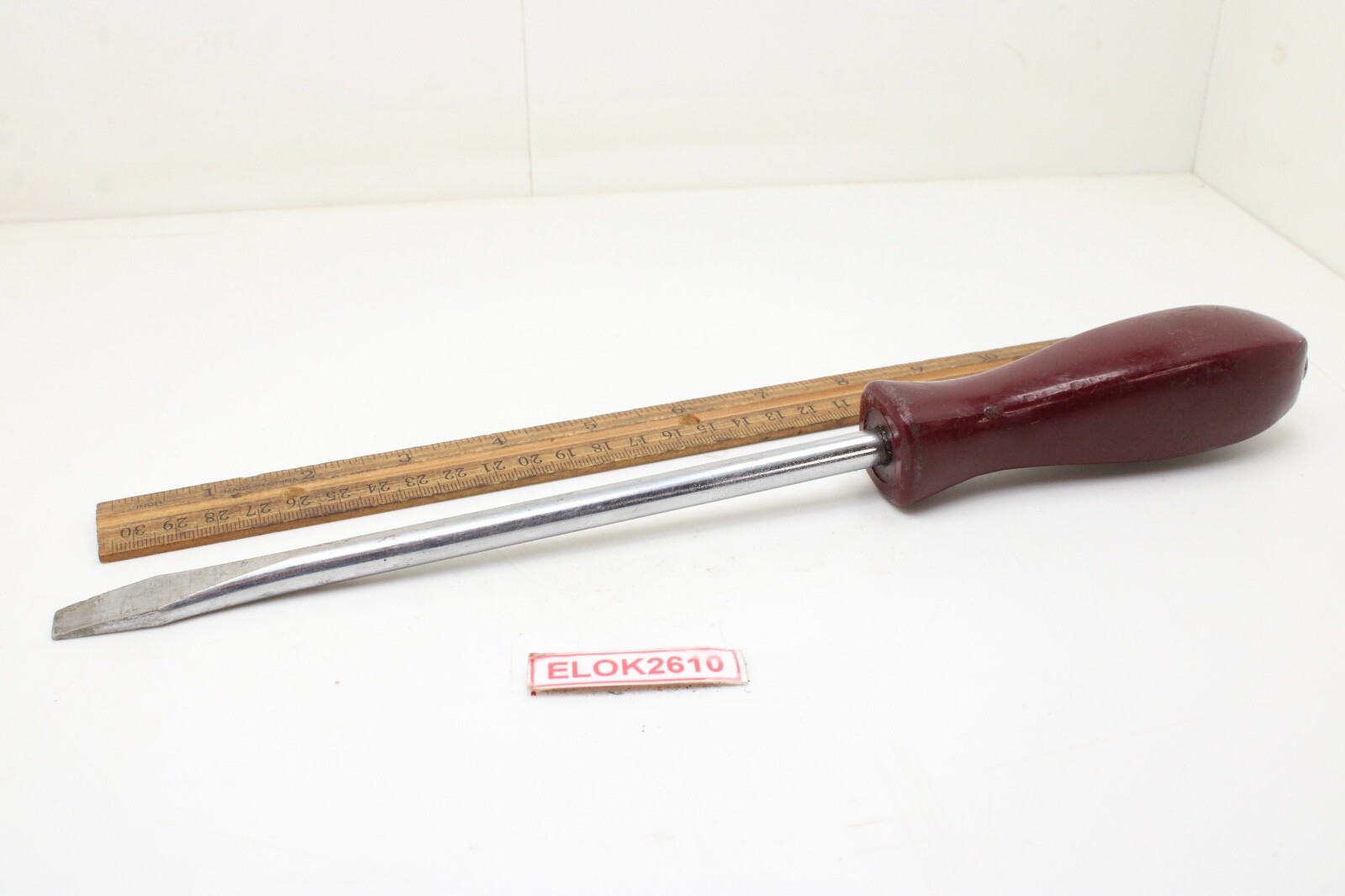 Matco SDM R128 7/16″ Tip 13″ Flat Slotted Screwdriver Maroon Hard Handle USA