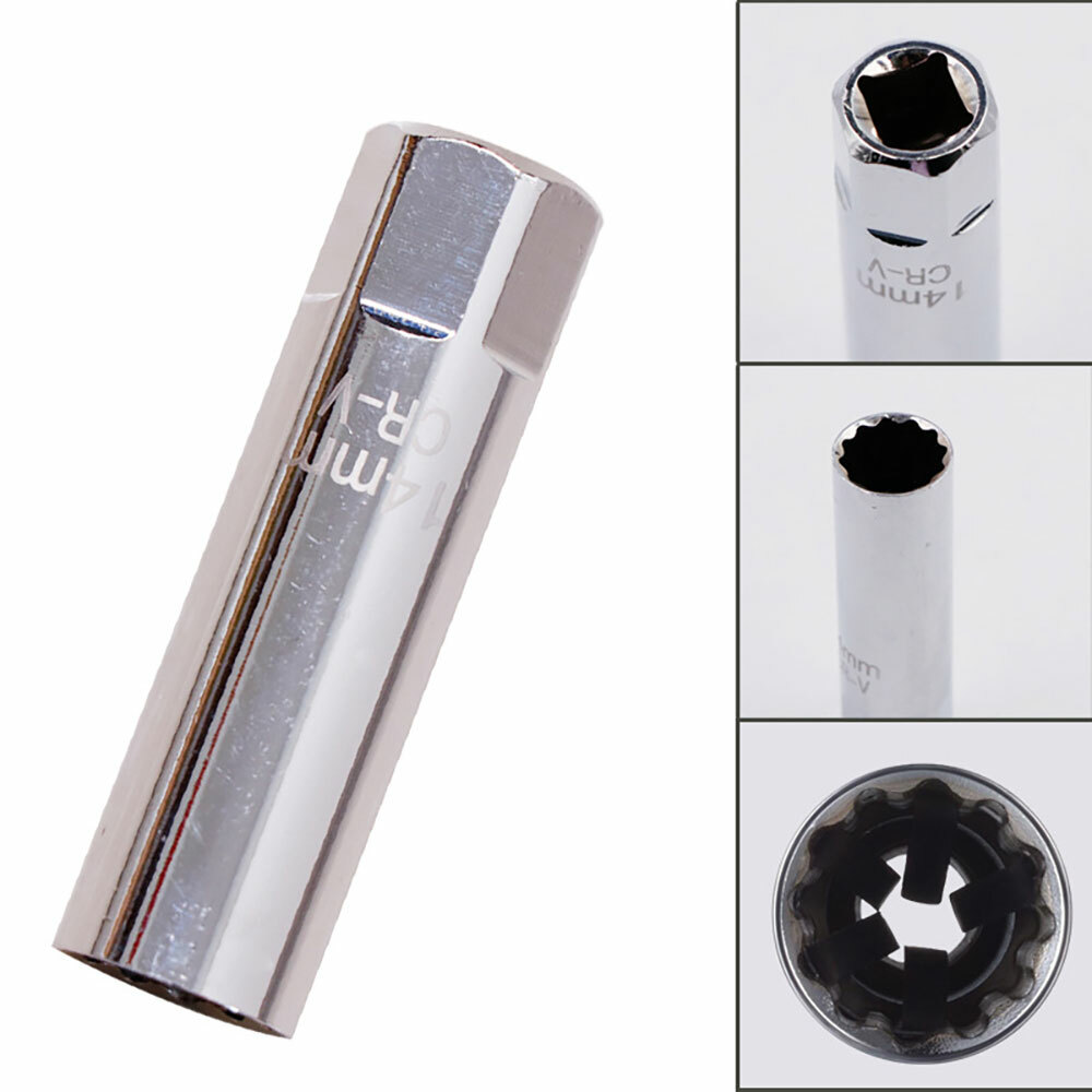 14mm Car Spark Plug Socket Wrench 12 Point Thin Wall 3/8″ Drive Sleeve Magnetic~