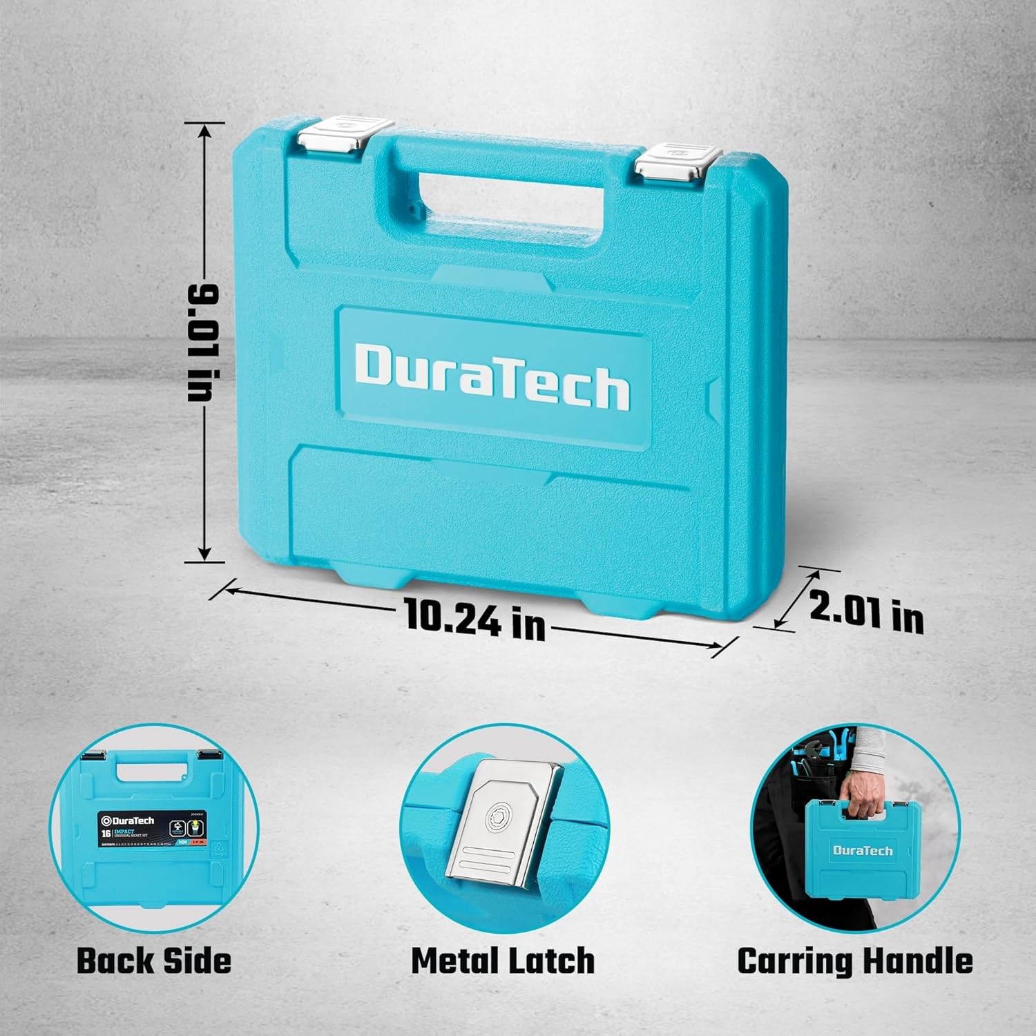 DURATECH 16PC 3/8″ Drive Shallow Impact Swivel Socket Set Wobble Metric 8mm-24mm