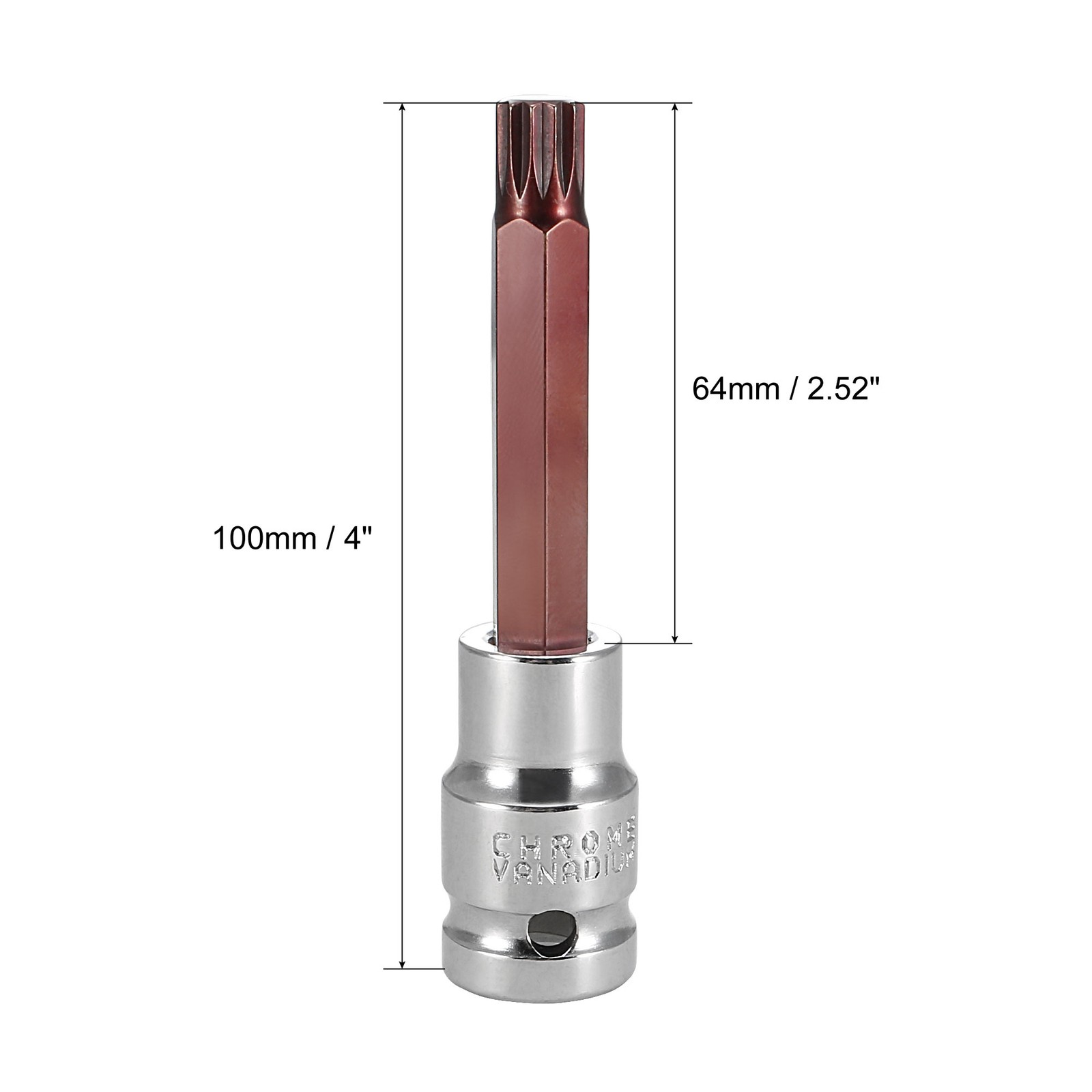 1/2-Inch Drive 10mm Triple Square Spline Bit Extra Long Socket S2 Steel