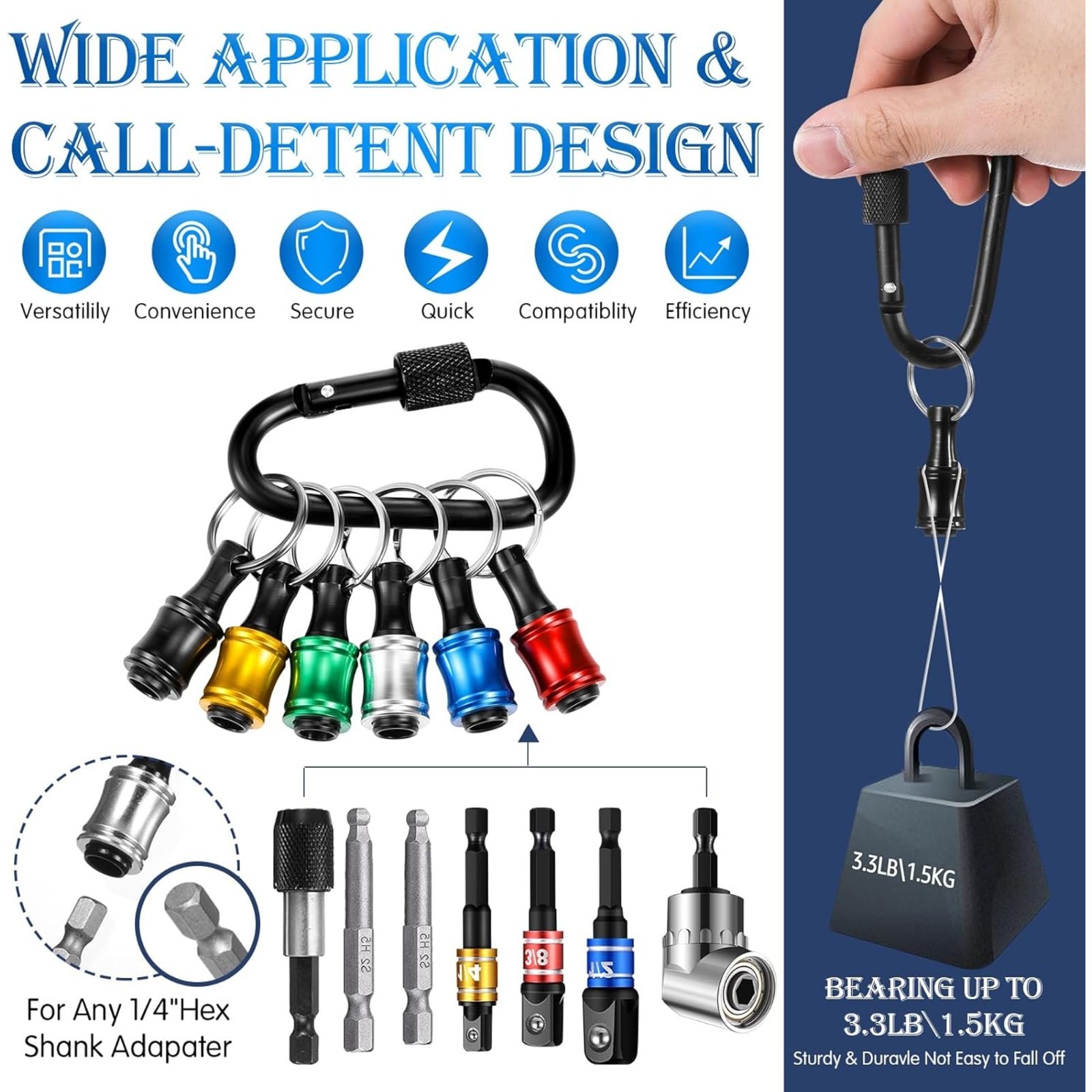 Bit Holder Keychain 6-44PCS Quick Release Hex Shank Socket Set Drill Tool