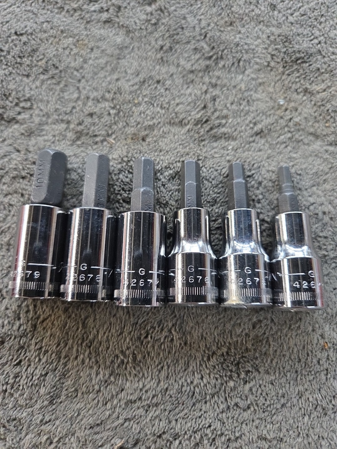 NOS SEARS Craftsman Hex Bit 6pc Socket Accessory Set 3/8″ Dr METRIC G 34448 USA