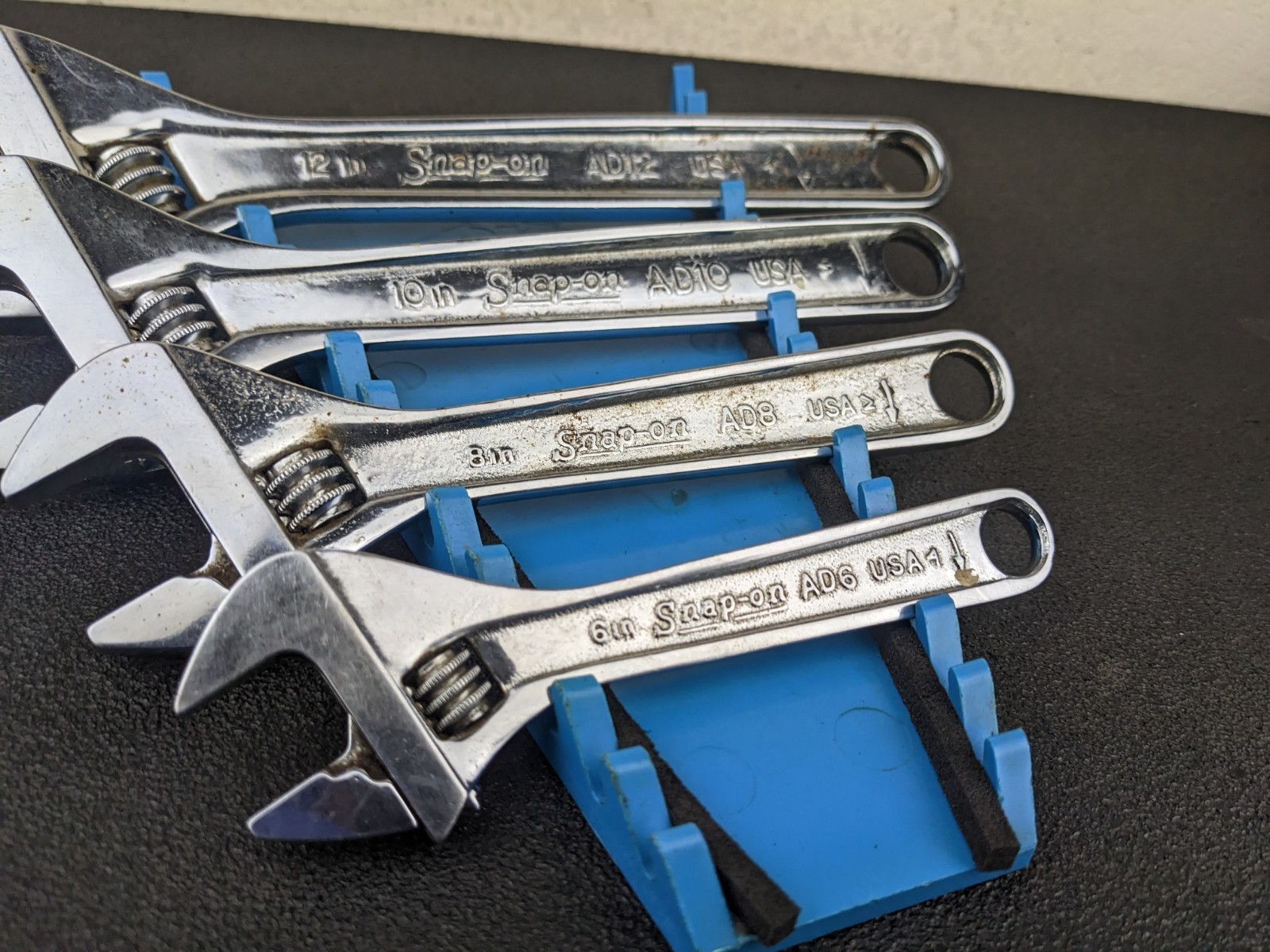 #bn784 Snap-on Tools Vintage USA 4 Pc Adjustable Wrench Set 6″, 8″, 10″, 12″