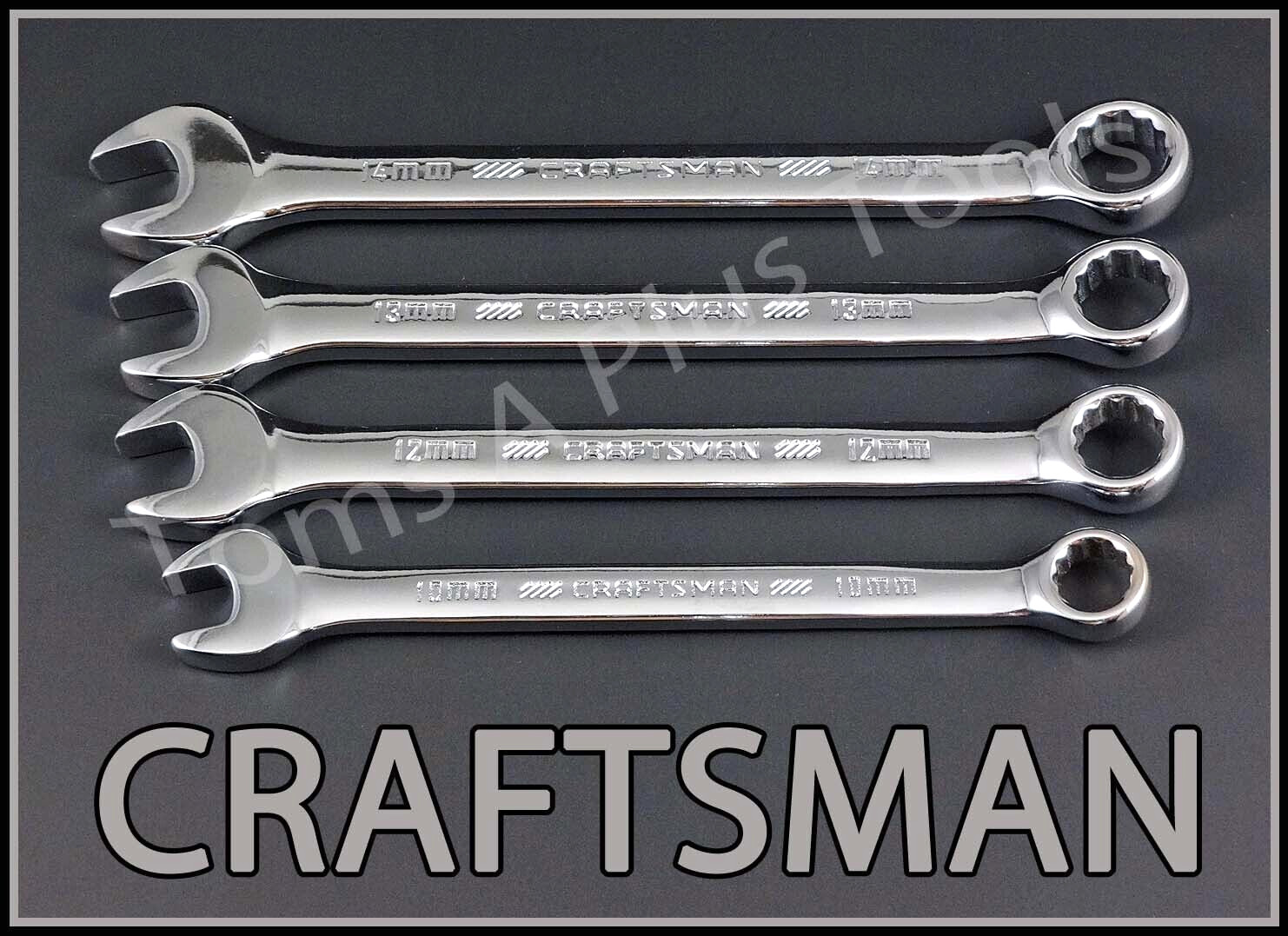 CRAFTSMAN HAND TOOLS 4pc POLISHED Chrome METRIC MM 12pt Combination Wrench set