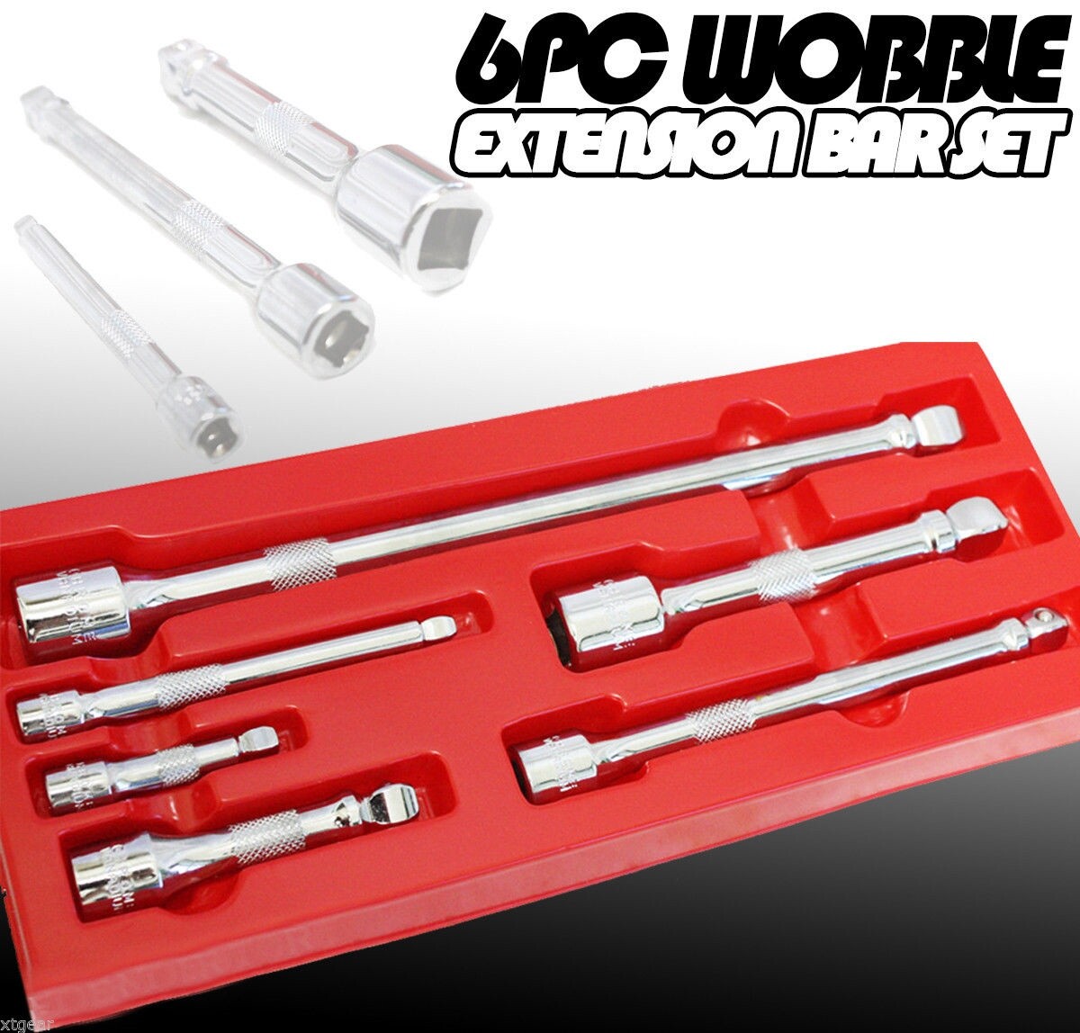 NEW 6PC WOBBLE EXTENSION BAR SET CRV TOOL 1/4″ 3/8″ 1/2″ DR