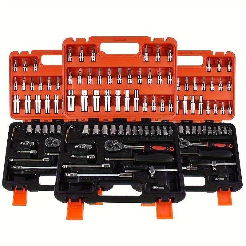 53/82/121/151PCS Heavy-duty Stainless Steel Socket Wrench Set