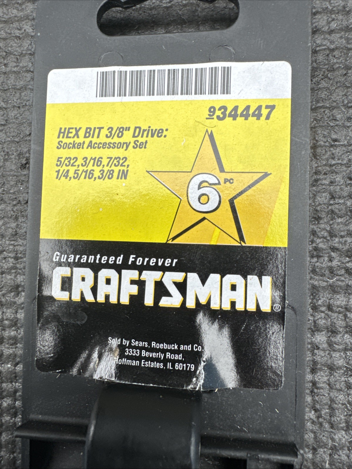 Sears Craftsman USA 6pc Socket Set 3/8 Drive SAE 34447 Hex Bit Tools NOS GK