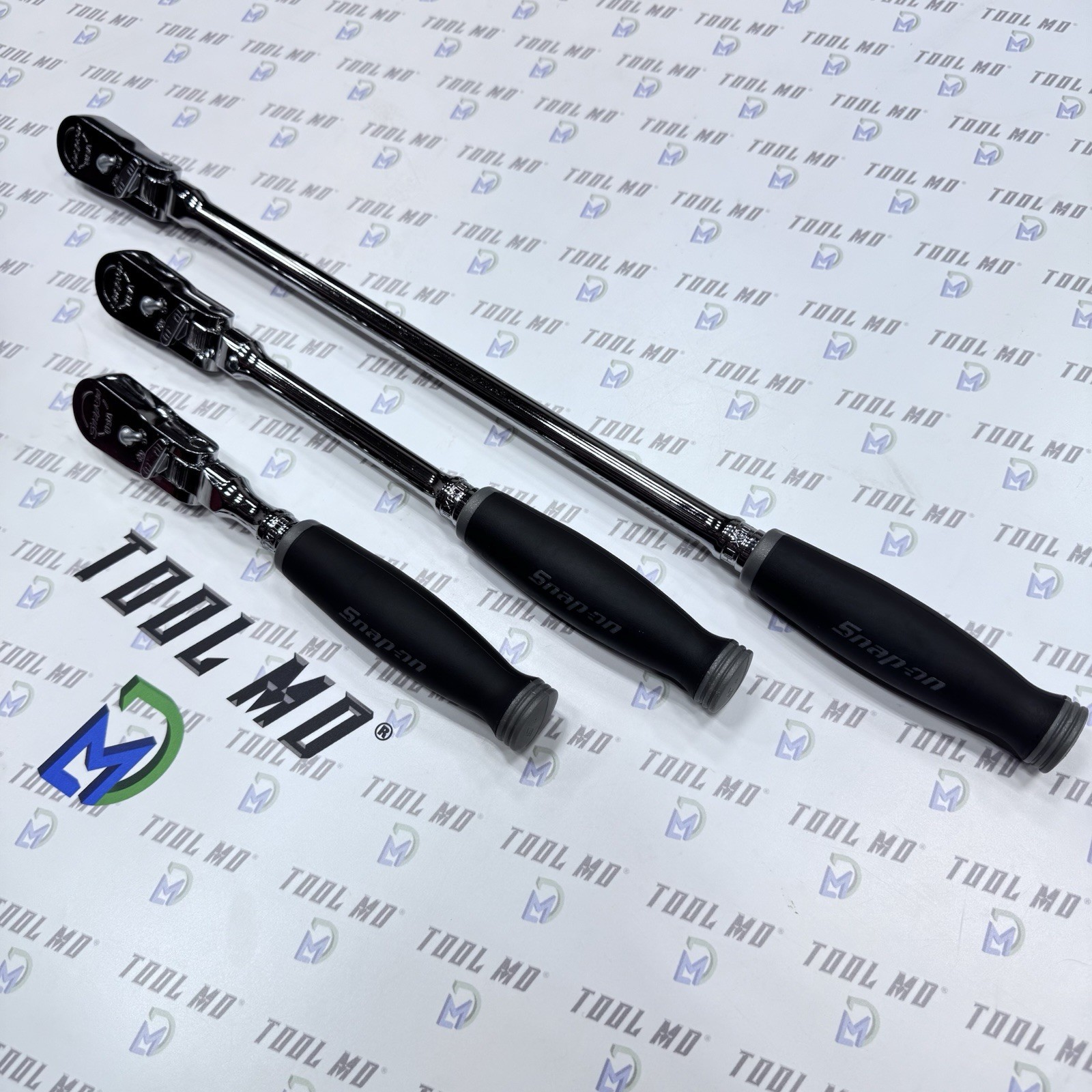 Snap-on Tools 3/8″ Drive 3 Piece DARK TITANIUM LOCKING FLEX-HEAD Ratchet SET