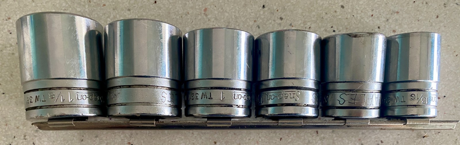 Snap-On USA 1/2 Drive 6 Point Socket Lot Set of 6 Used