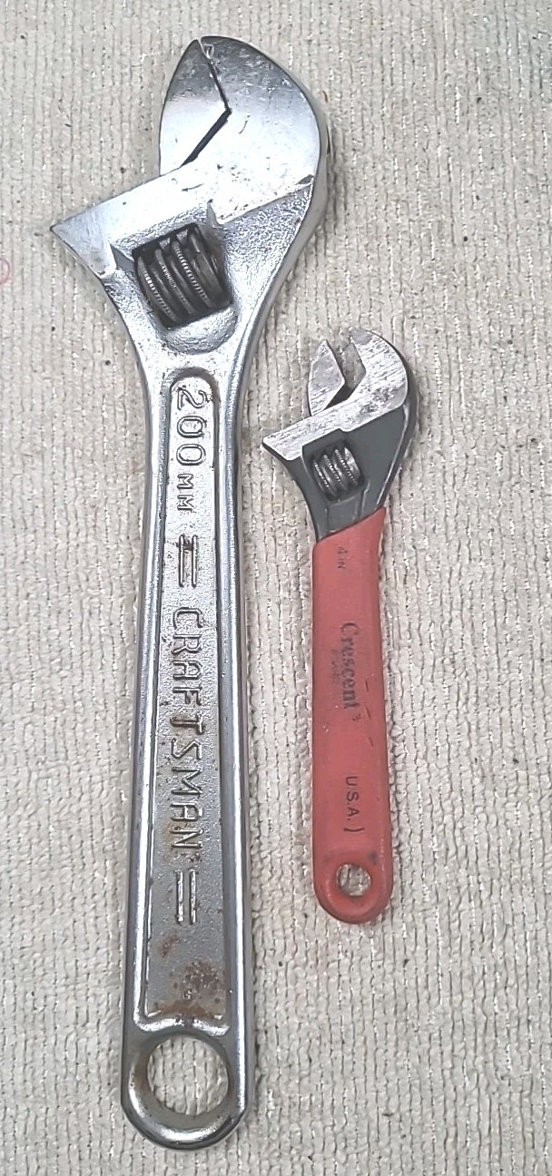 Craftsman Adjustable Wrench 44603 8″ & 4″ Crescent Tools Forged in USA.