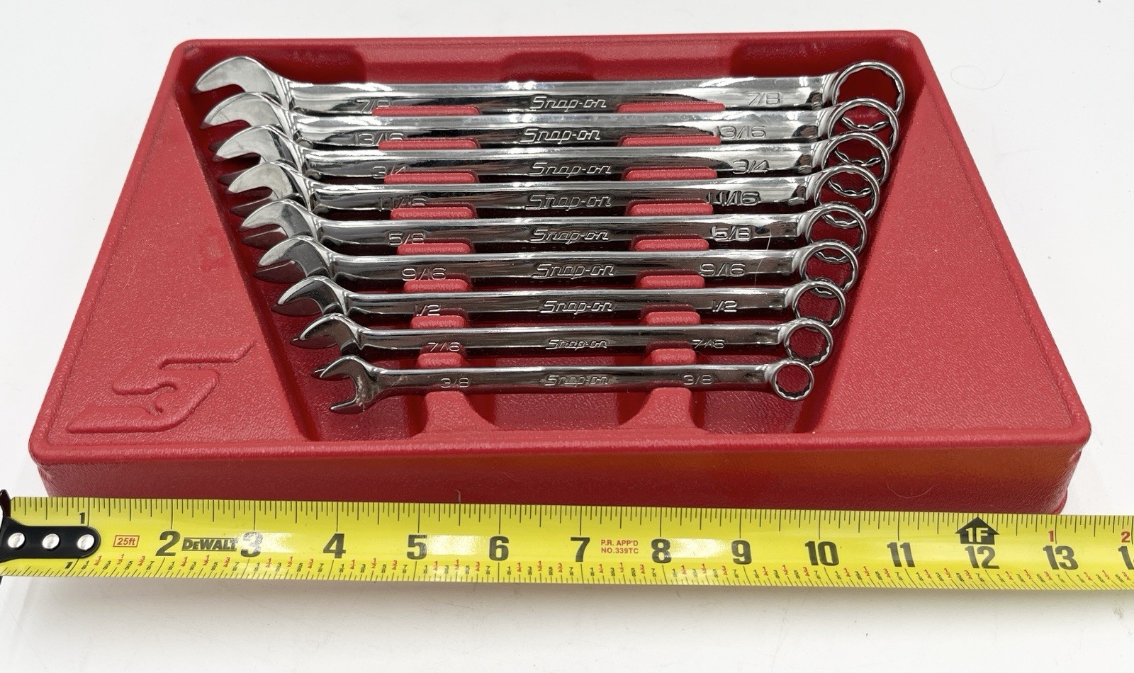 Snap On Tools 9 pc 12-Point SAE Flank Drive® Combination Wrench Set (3/8–7/8′)