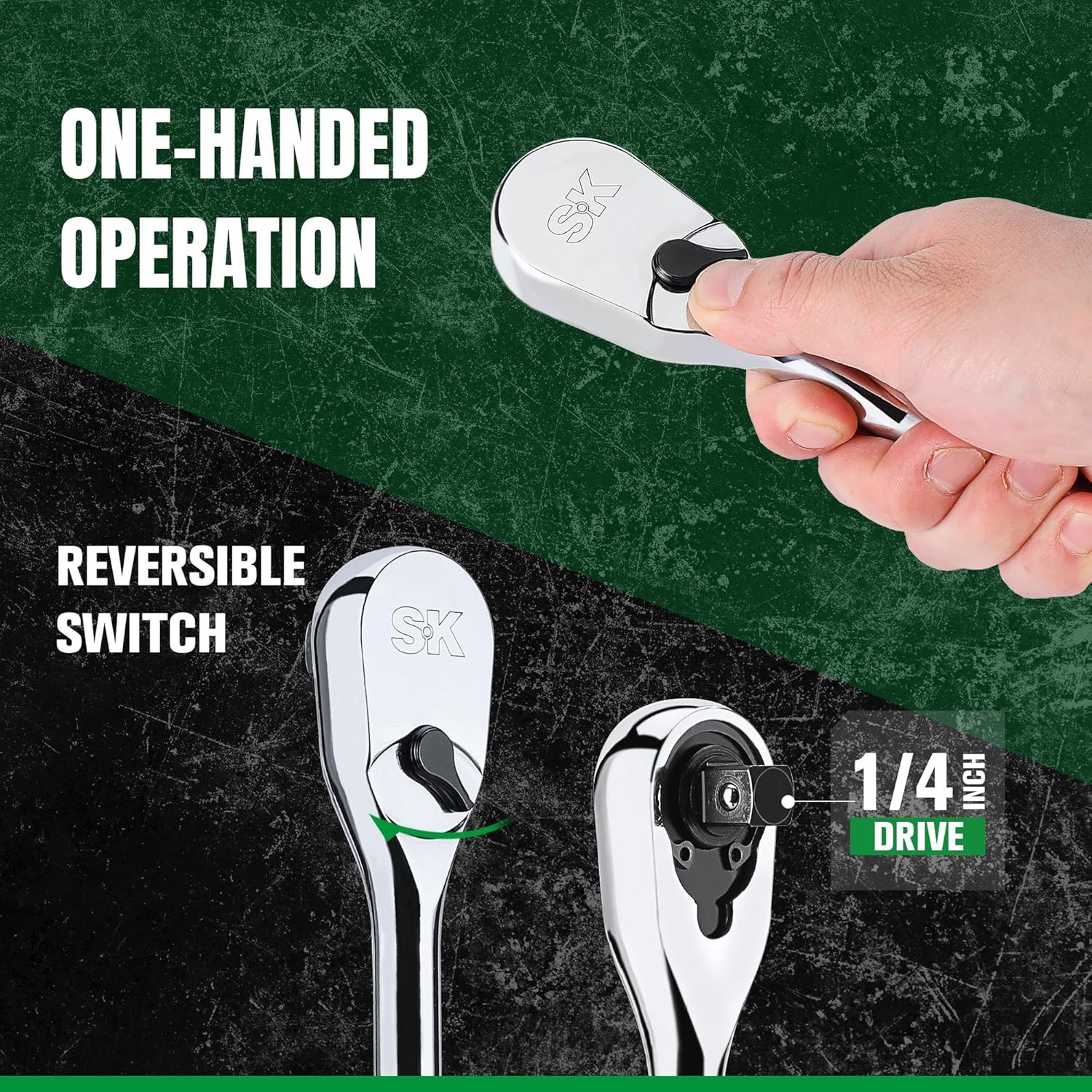 SK 1/4″ Drive Ratchet Handle, Pear Head, 90-Tooth Ratchet, 1/4"