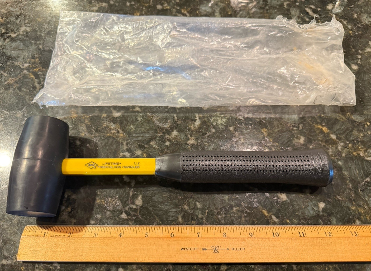 NOS Nupla 1LB 16oz Heavy Duty USA! Rubber Mallet Hammer 12” Fiberglass Handle U2