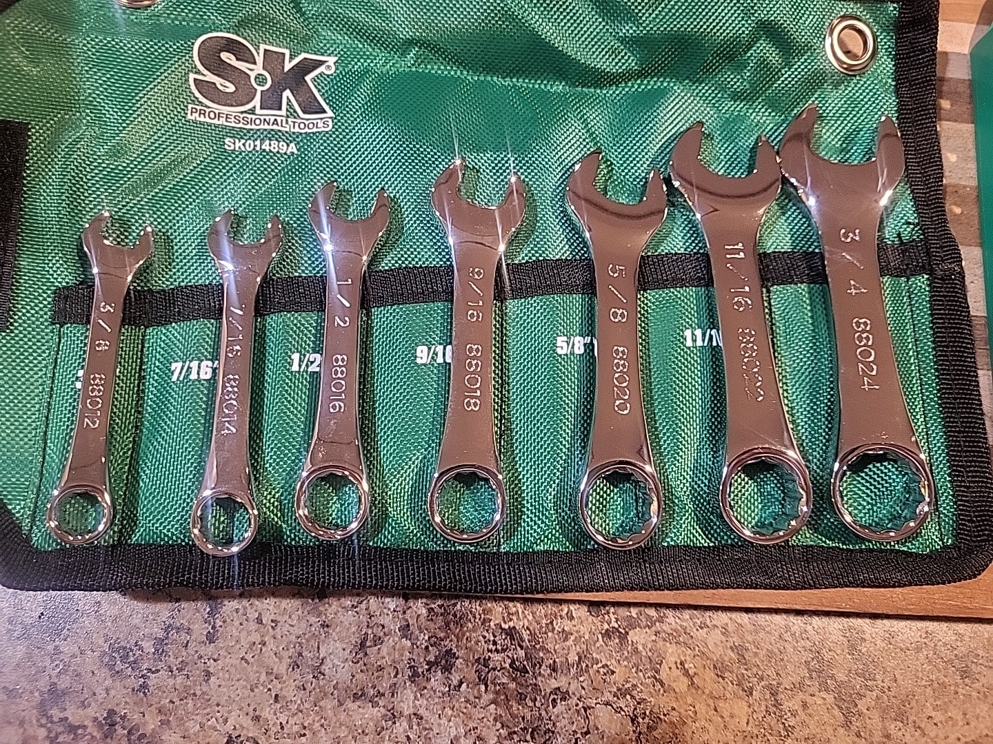 S-K Tools 7 Pc. 12 Pt. SAE Stubby Wrench Set SKO1489A 3/8″-3/4″. NEW! 🔥