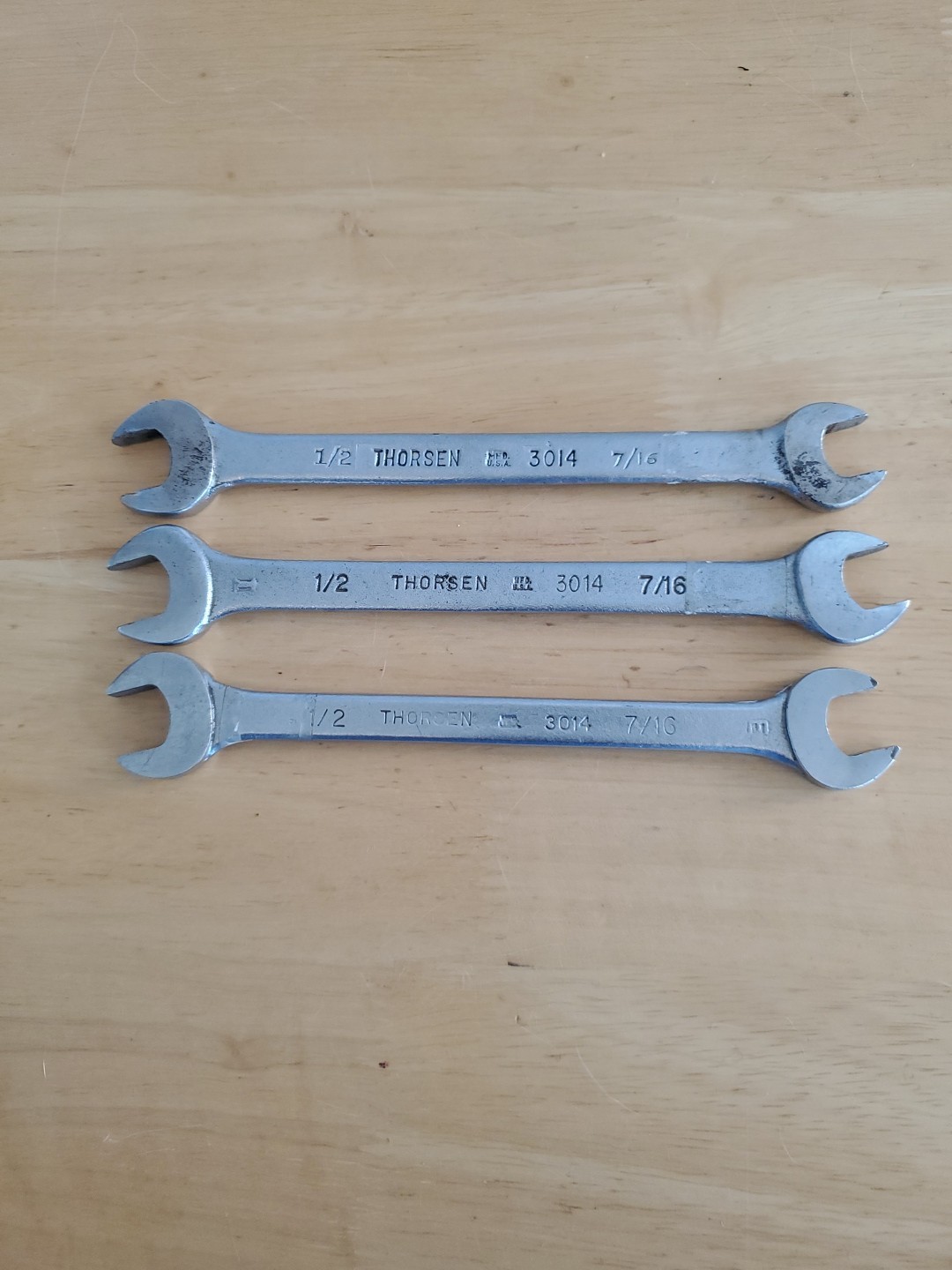 Thorsen Tools (3) 1/2″x 7/16″ Open End Wrench’s #3014 USA Made