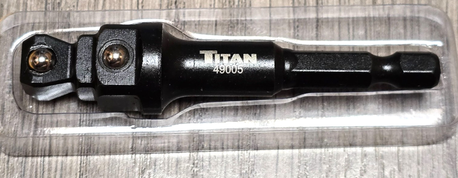 Titan Tools 49005 3-in-1, 1/4 Hex to 3/8 & 1/2″ dr Stepped Impact Socket adapter