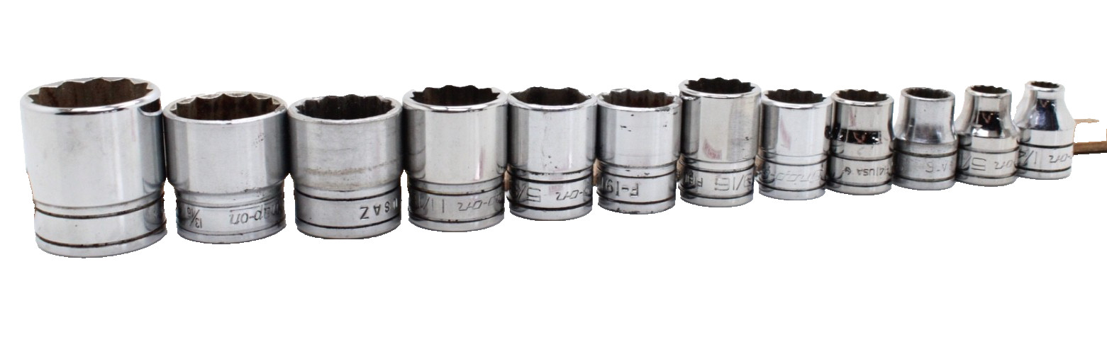 Snap-on F081 – F281 1/4-7/8″ 3/8″ Drive 12 Point 12 Piece SAE Chrome Set USA