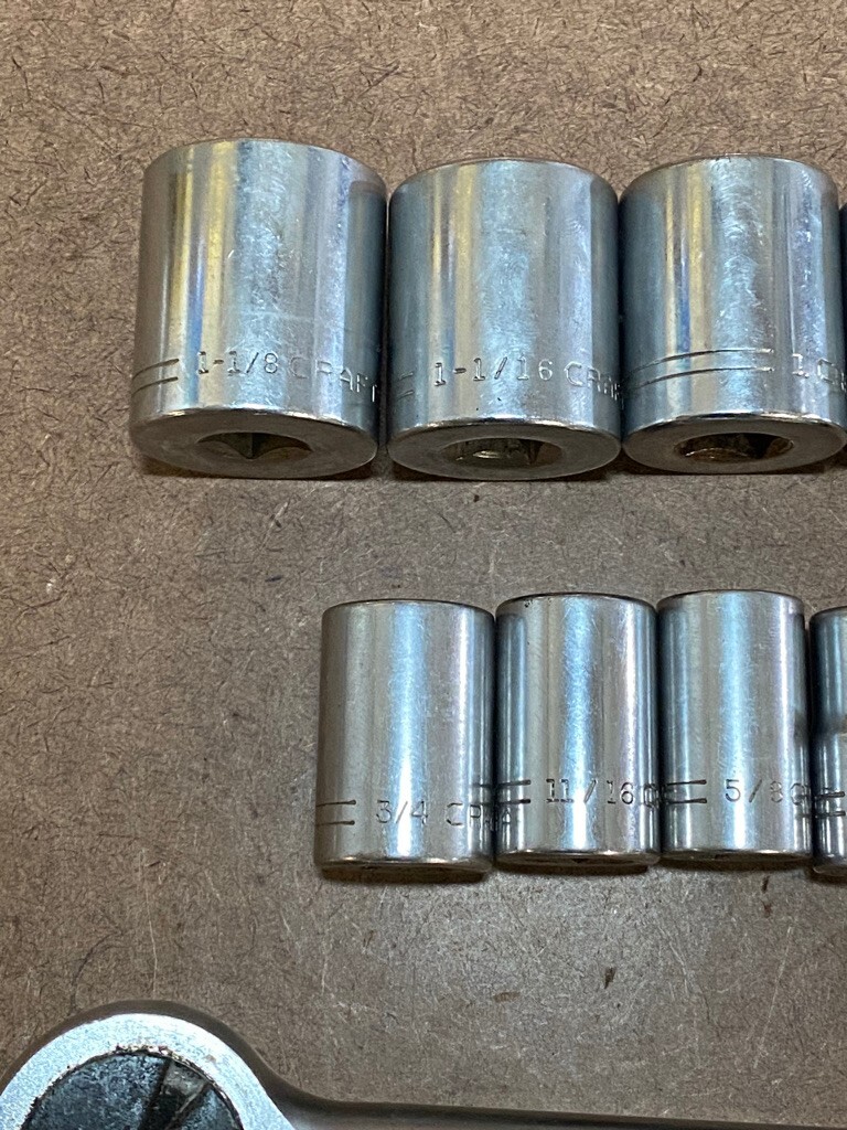 Craftsman 1/2″ Drive SAE 12pt Socket Set ~ USA ~ 1-1/8″ to 7/16″ =V=