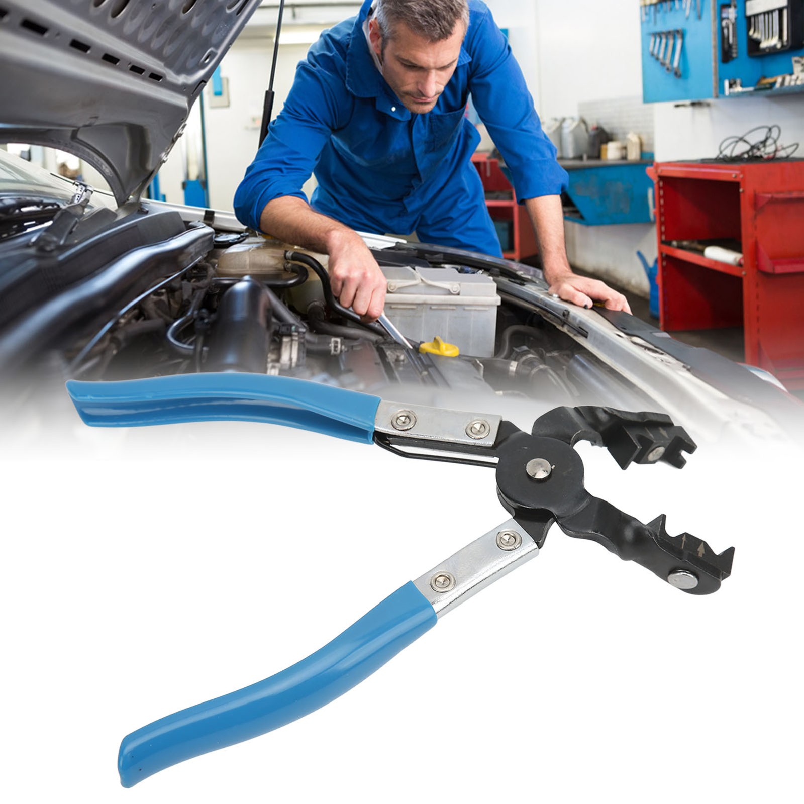 Hose Clamp Pliers Angled Type Swivel Jaws Spring Loaded Handles Universal Fo BT0