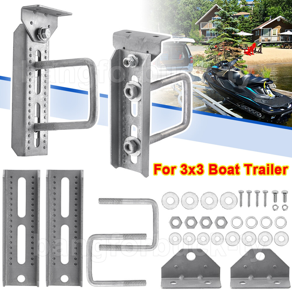 (4) 8″ Galvanized Swivel Top Bunk Bracket Kits w / Hardware For Boat Trailer 3×3