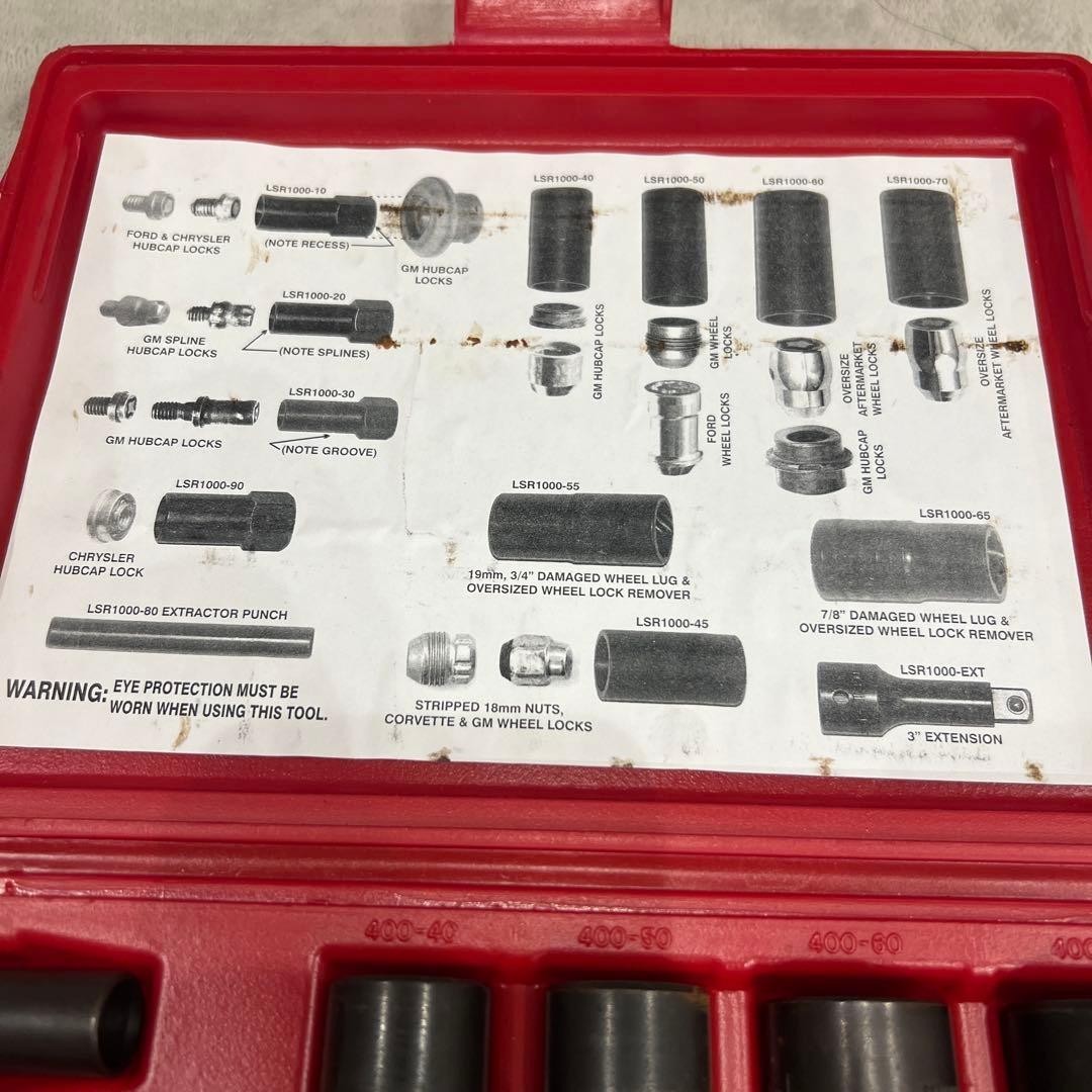 Snap-on Blue Point Master Wheel Lock Nut Removal Socket Set LSR1000A Red Used