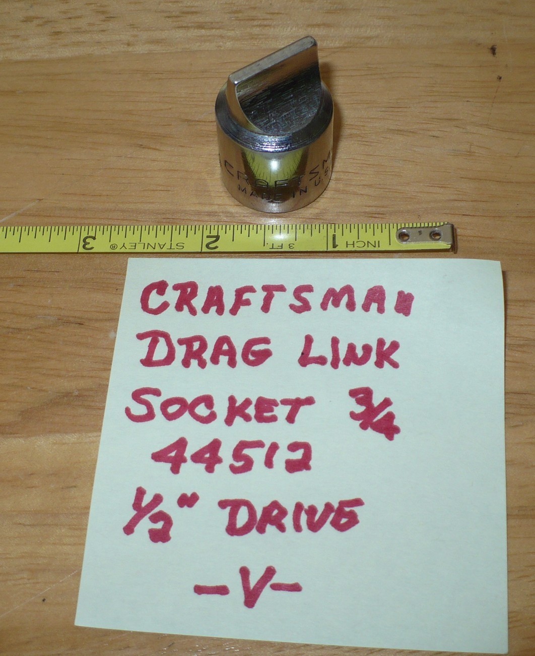 Vintage Craftsman 3/4″ Drag Link Socket 44512 -V- 1/2″ Drive