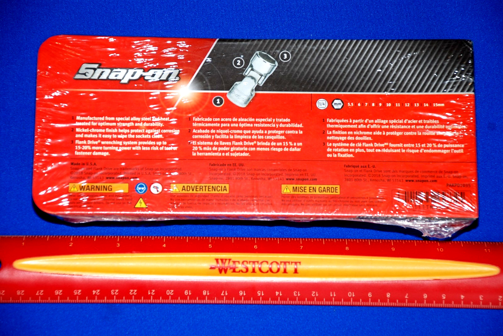 Snap-on NEW 11 Piece 1/4″ Drive 6-Point Metric Shallow Universal Socket Set
