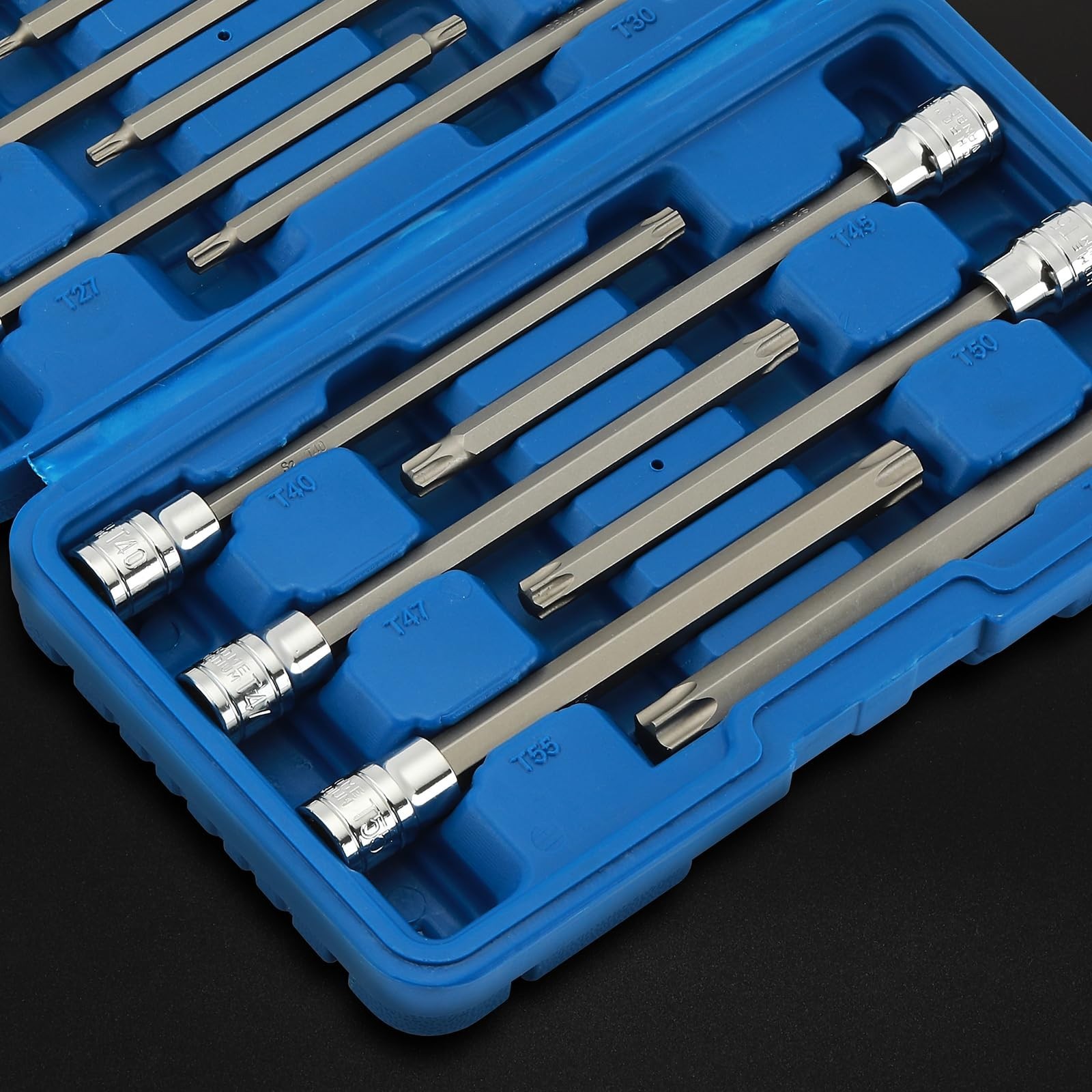12PCS Extra Long Torx Bit Socket Set T10-T60, 3/8″ Drive, CR-V S2 Steel, Deep 5.