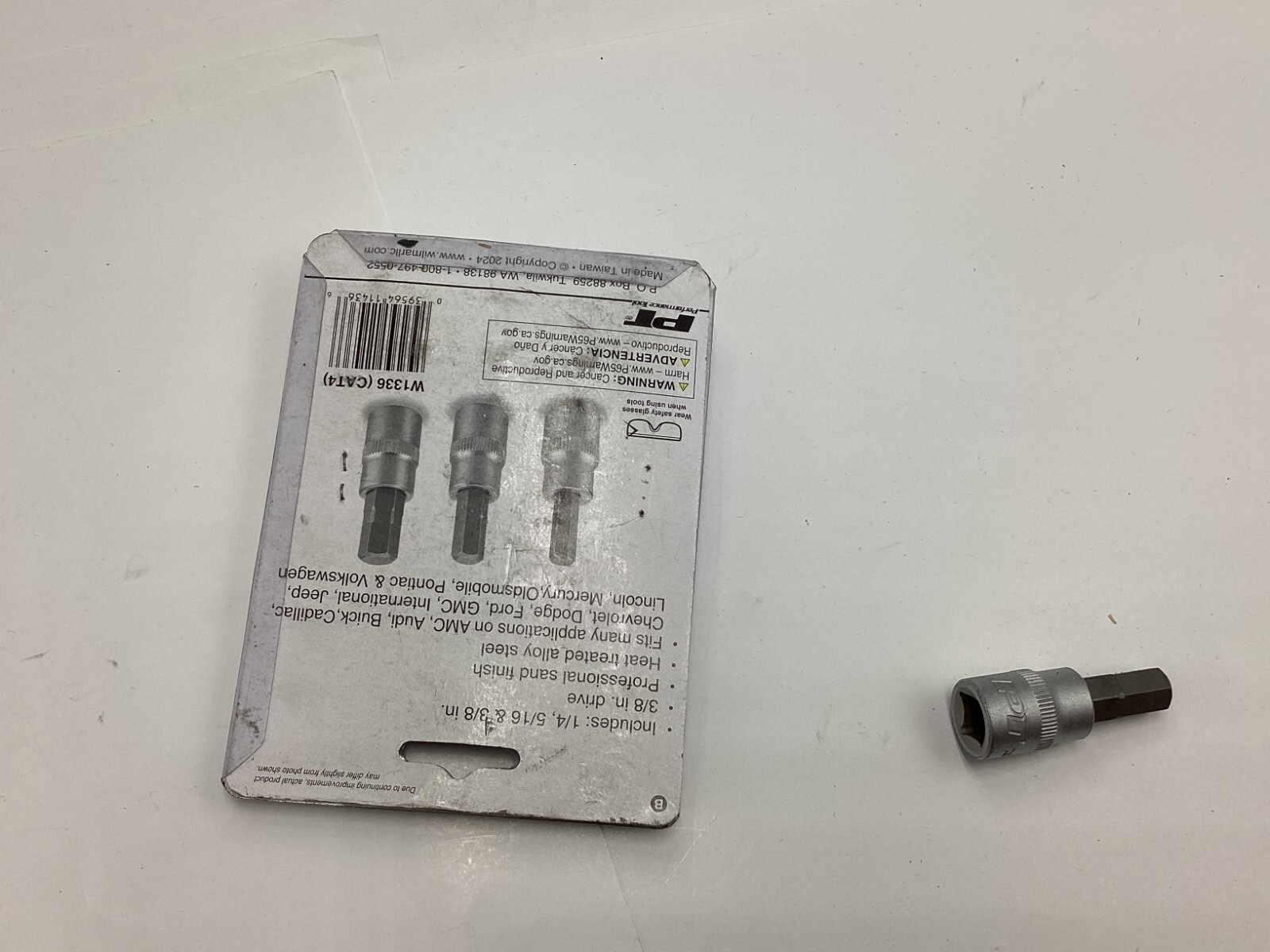 Performance Tool W1336 3-Piece Brake Caliper Hex Bit 1/4, 5/16 & 3/8 Inch