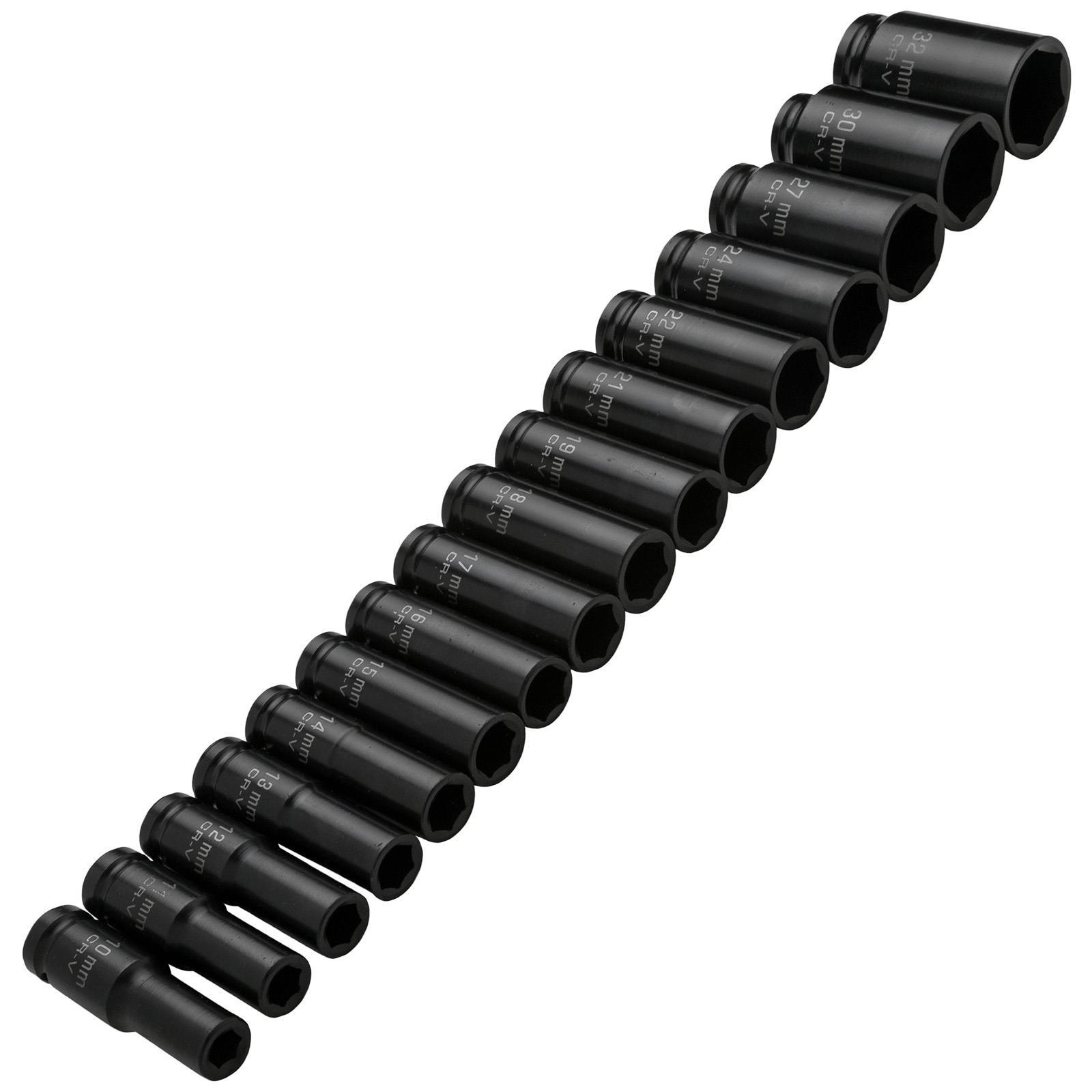 BlueSpot Deep Impact Socket Set 1/2″ Drive 16pc 10-32mm 6 Point Sockets in Case
