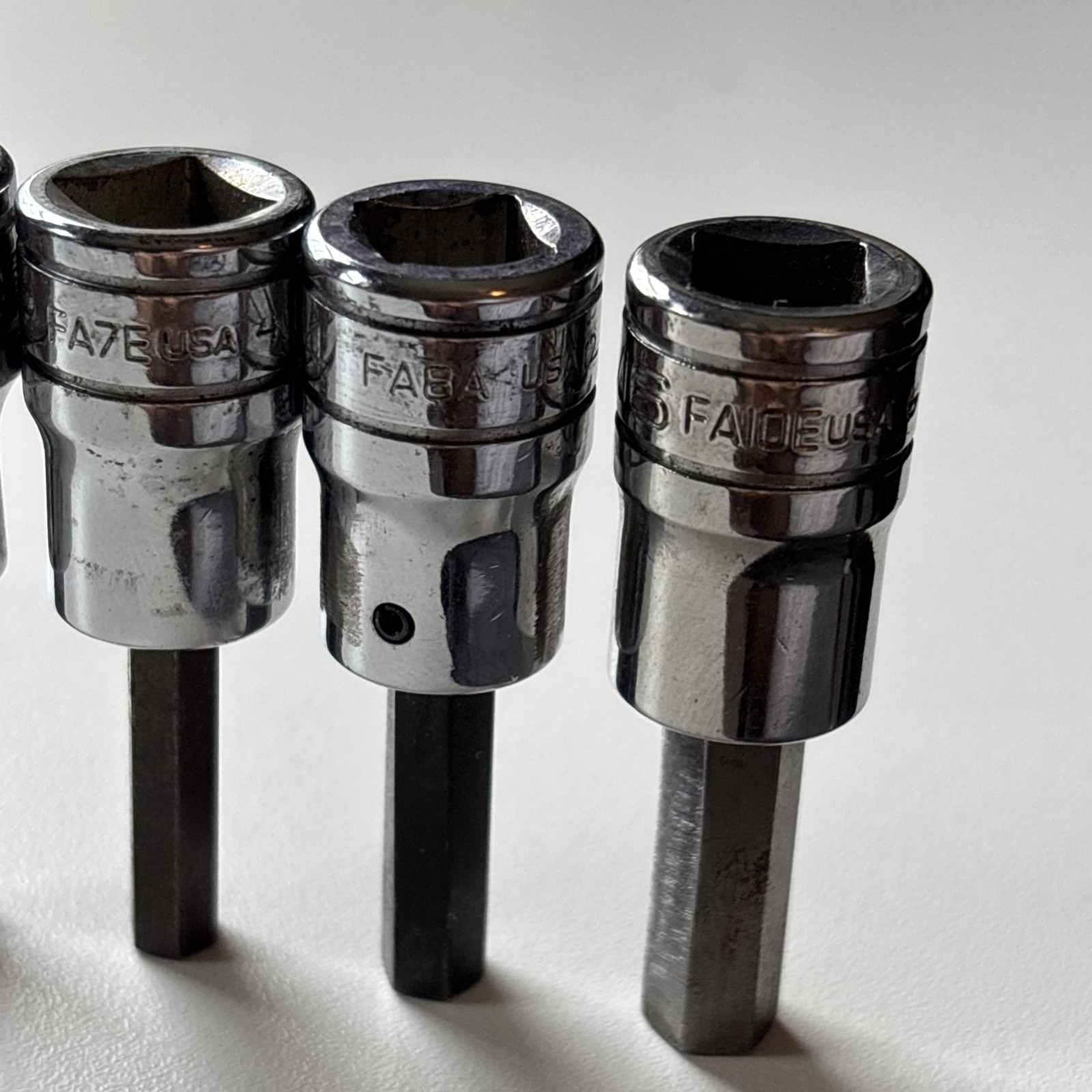 Snap-On FA 4-Piece SAE Chrome Standard Hex Bit Socket 3/16”-5/16” 🇺🇸